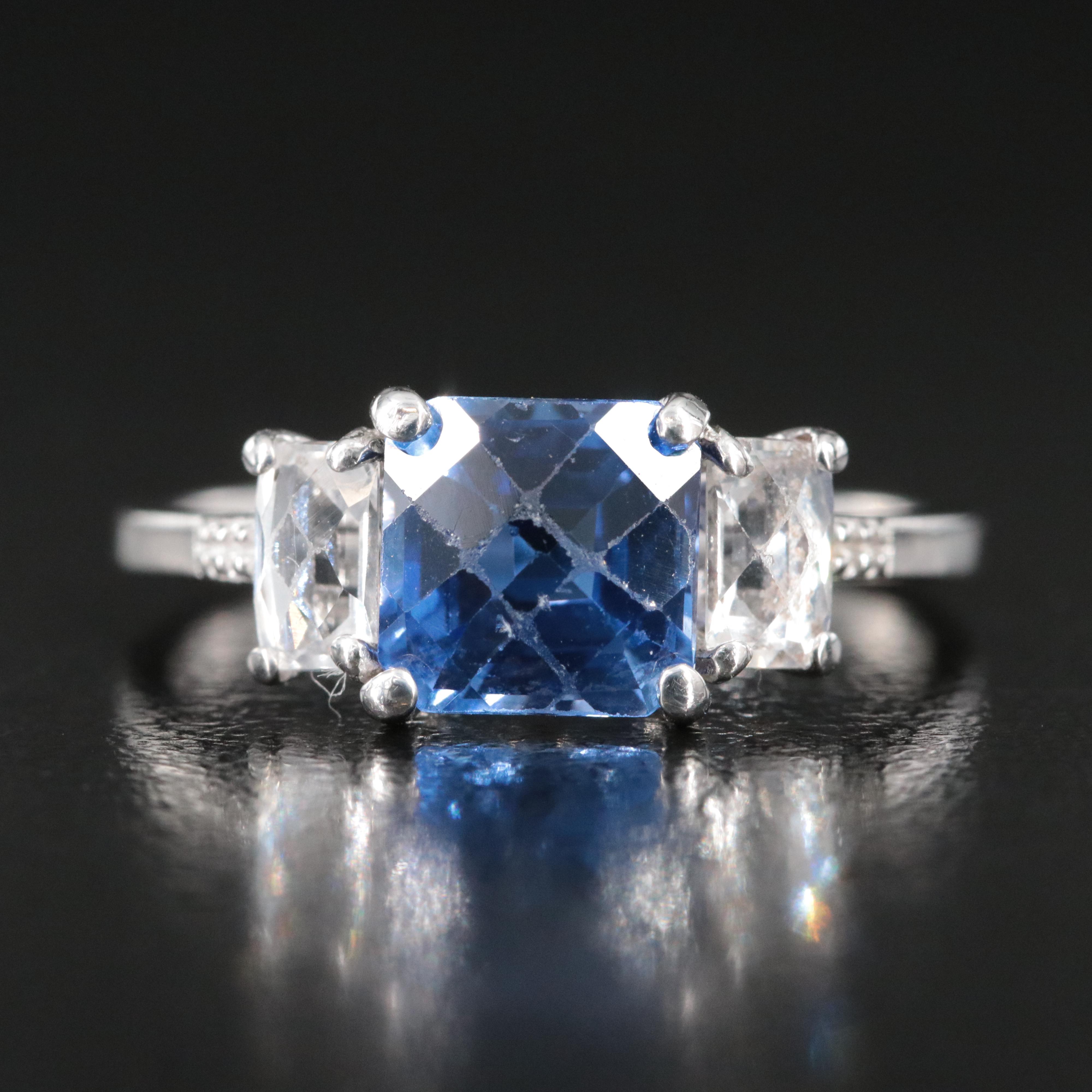 10K Blue and White Sapphire Ring