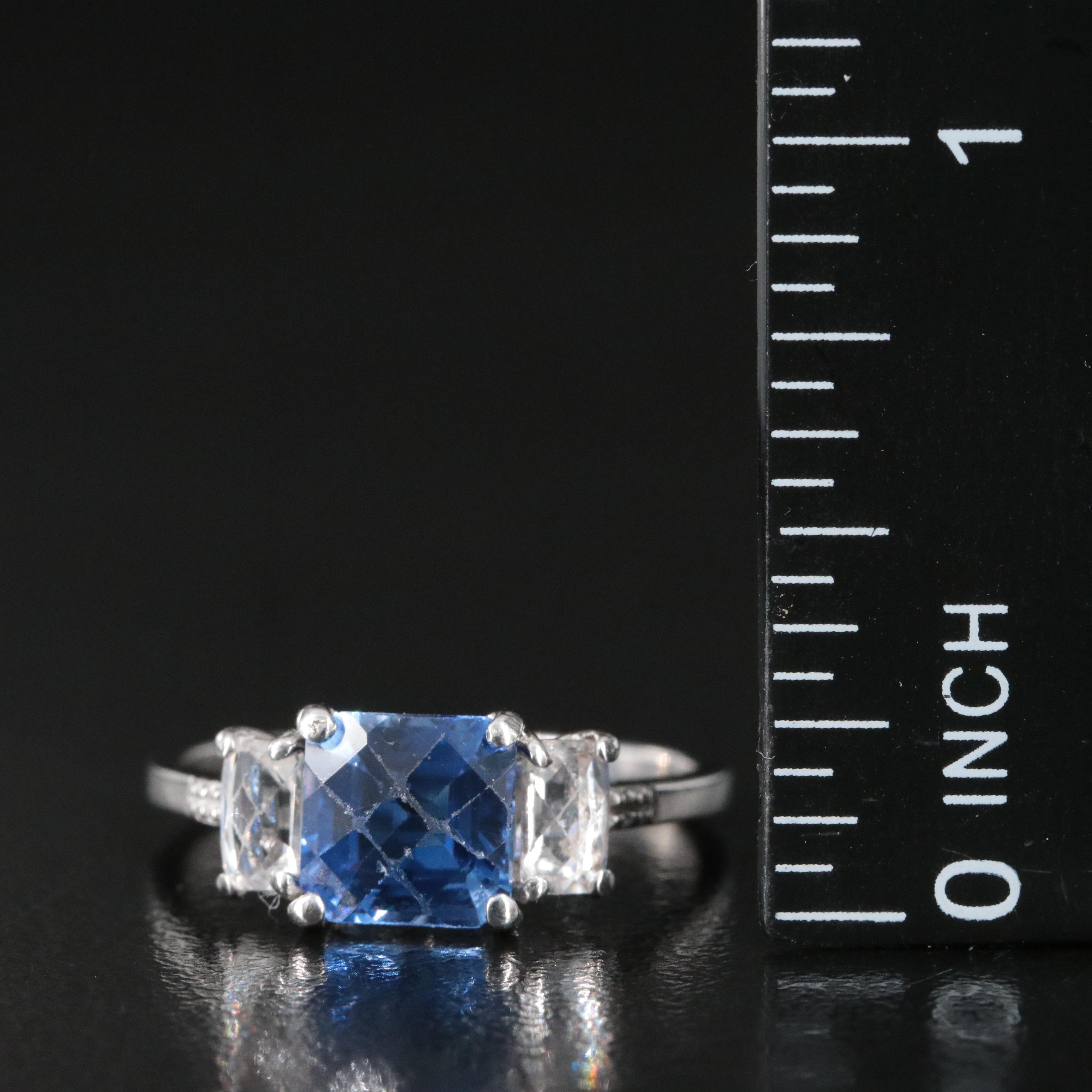 10K Blue and White Sapphire Ring