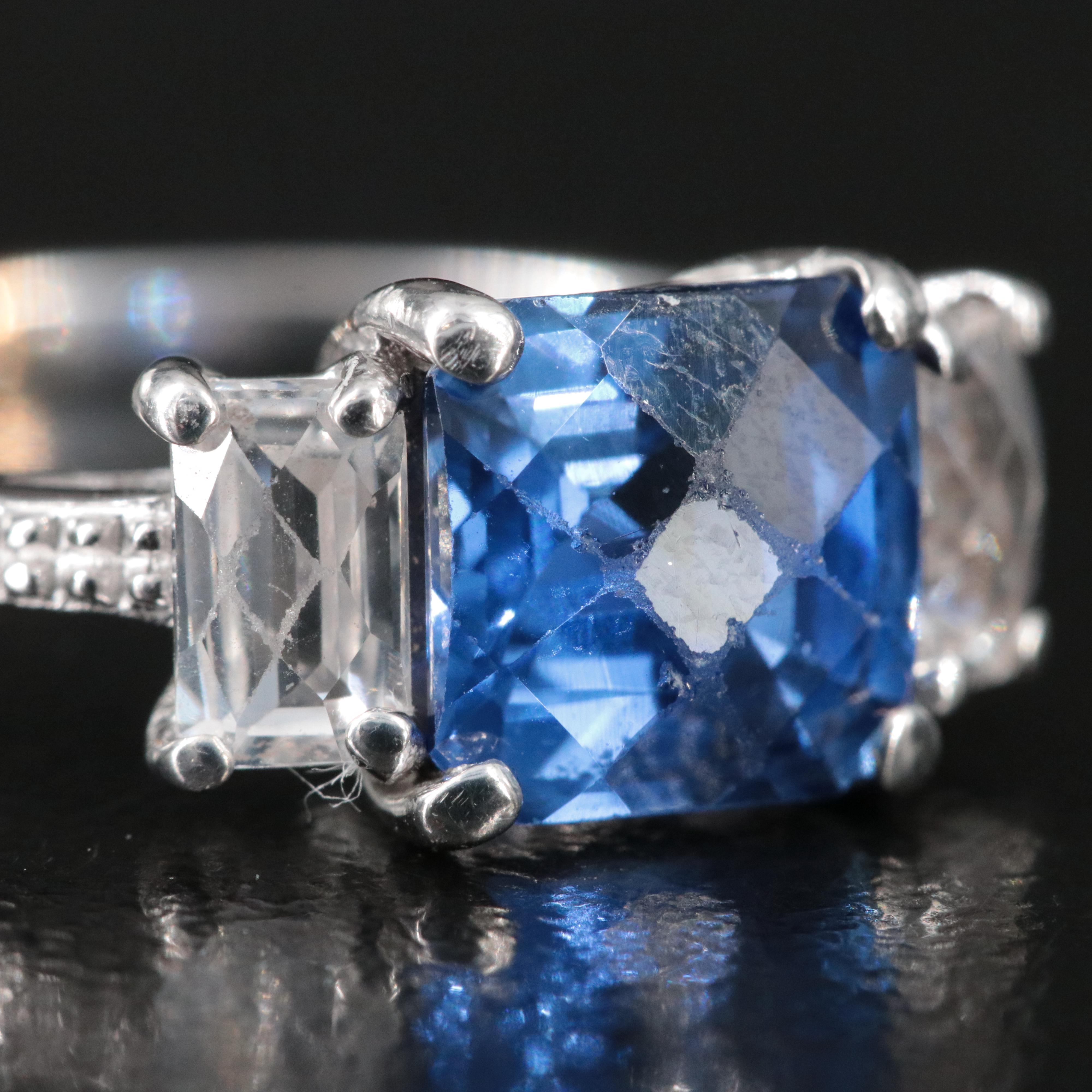 10K Blue and White Sapphire Ring