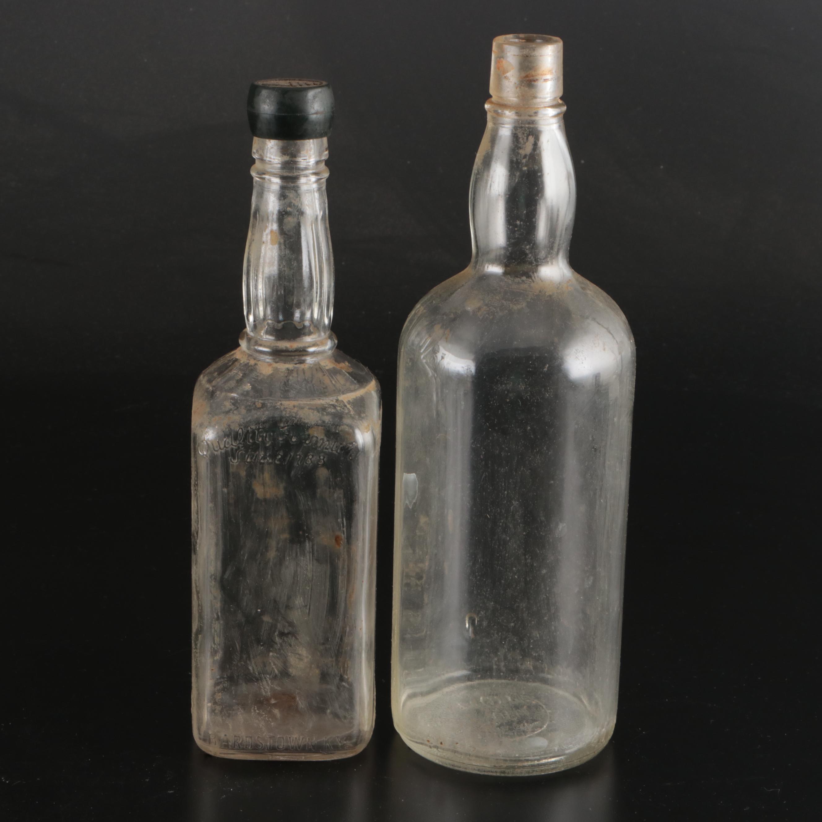 Old Grand-Dad, Seagram's Crown Royal and Other Glass Whiskey Bottles