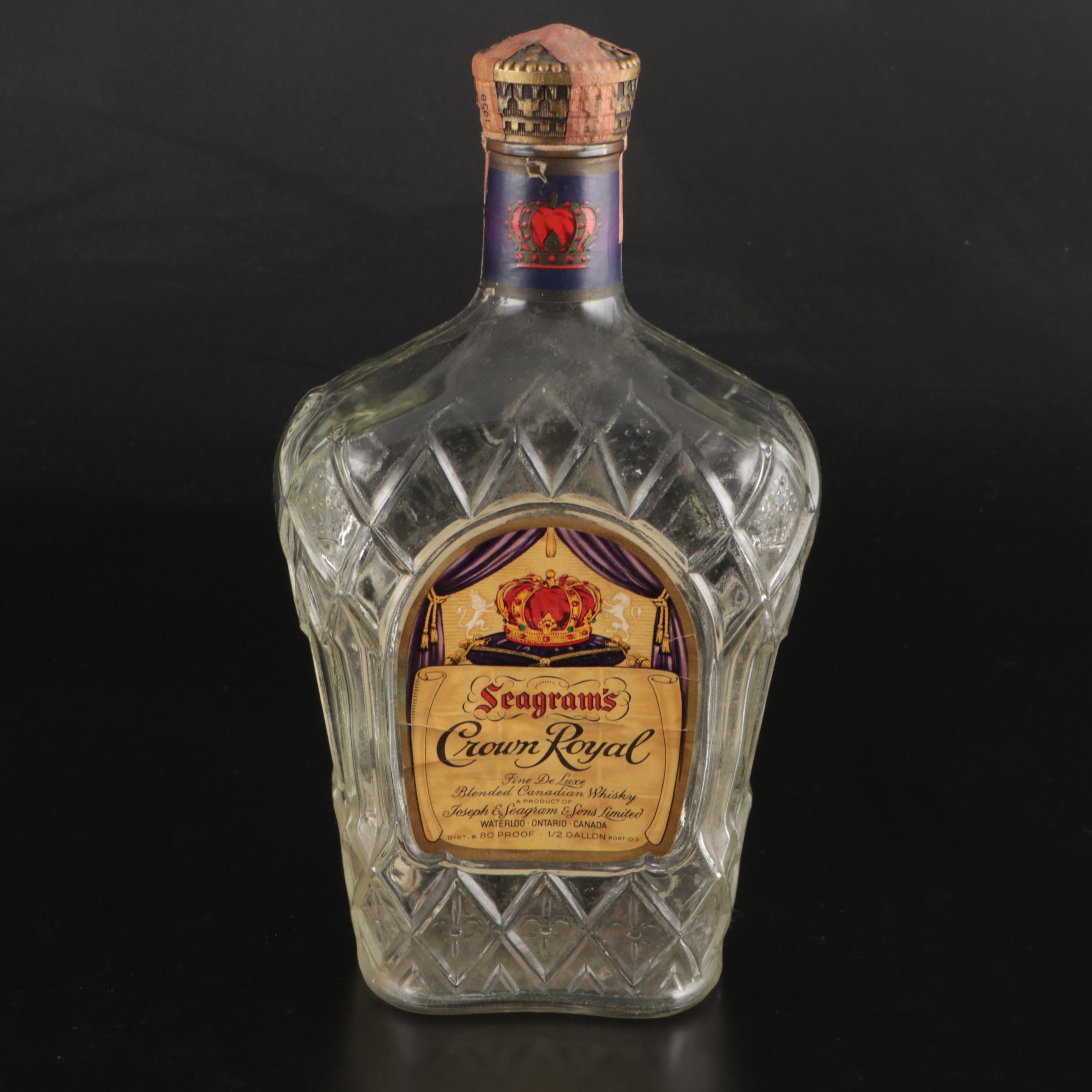 Old Grand-Dad, Seagram's Crown Royal and Other Glass Whiskey Bottles