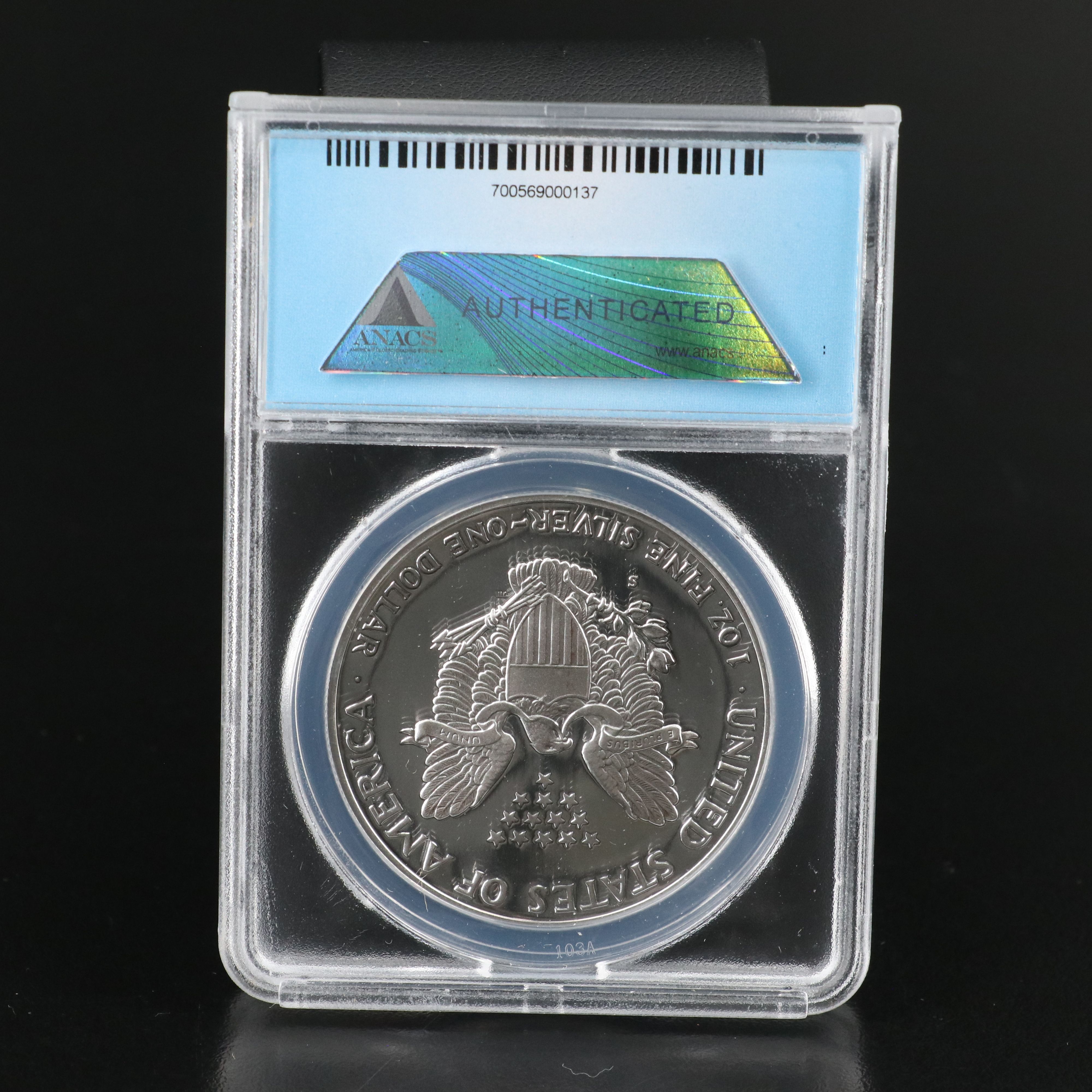 ANACS Graded PR70 DCAM 1990-S $1 U.S. Silver Eagle Proof Coin