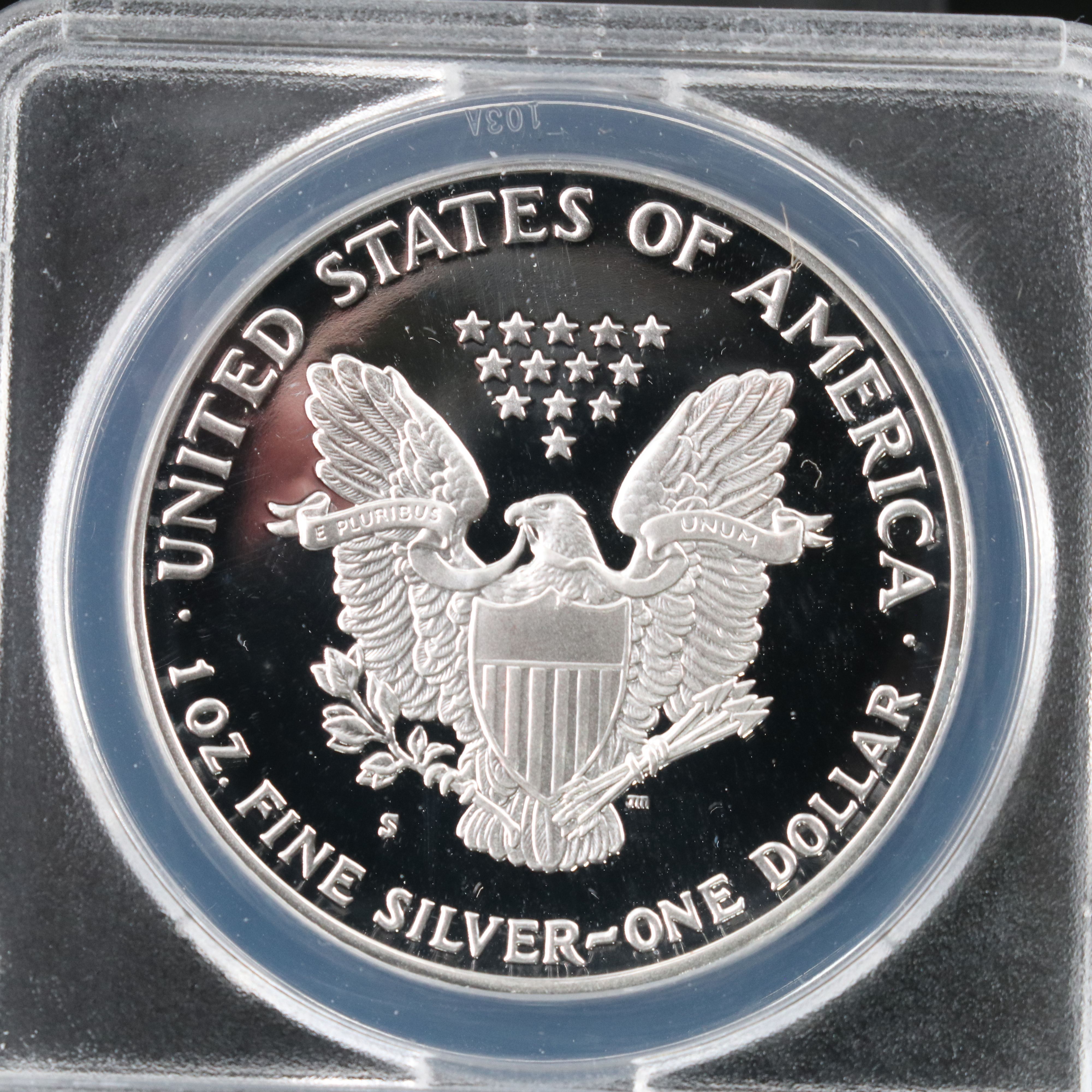 ANACS Graded PR70 DCAM 1990-S $1 U.S. Silver Eagle Proof Coin