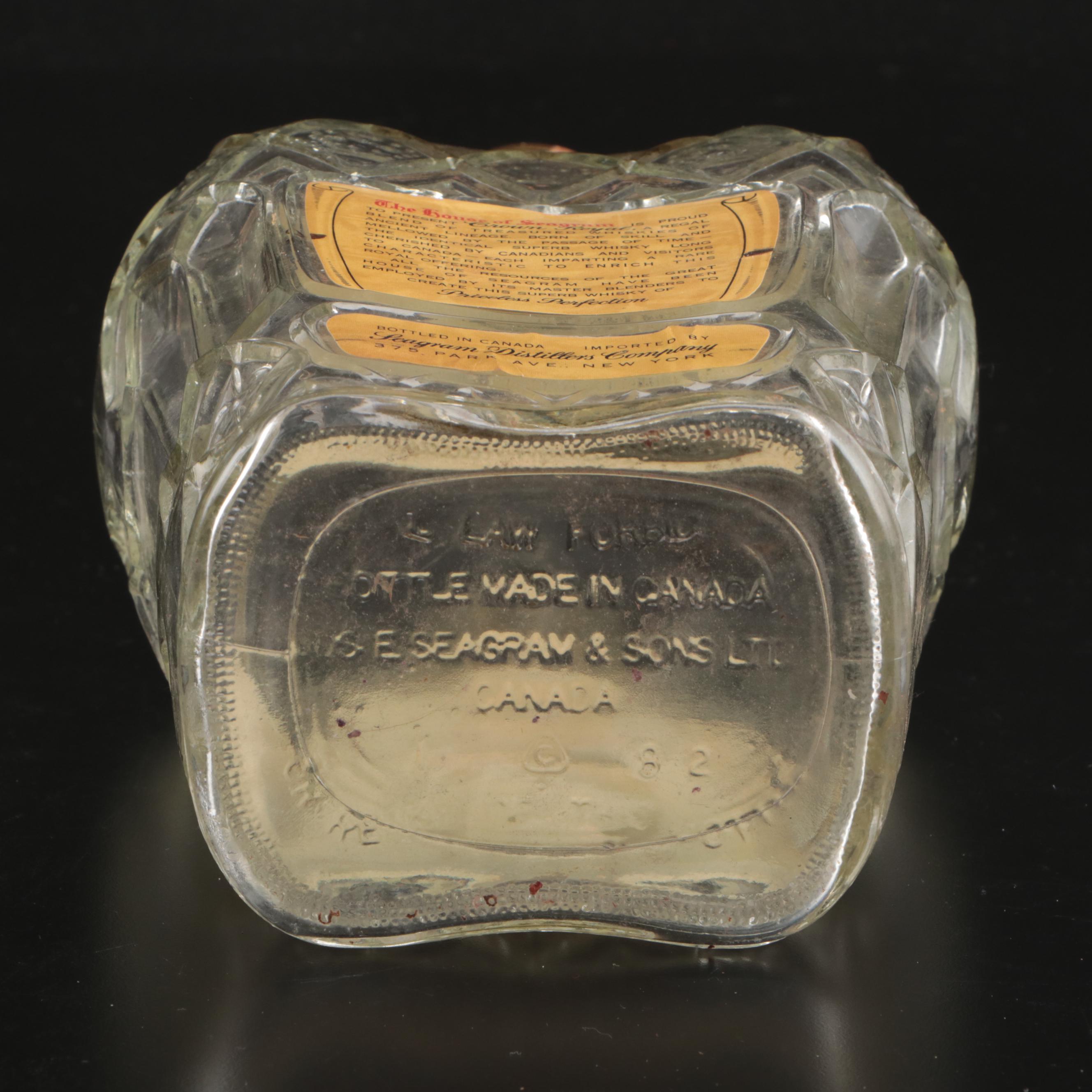 Old Grand-Dad, Seagram's Crown Royal and Other Glass Whiskey Bottles