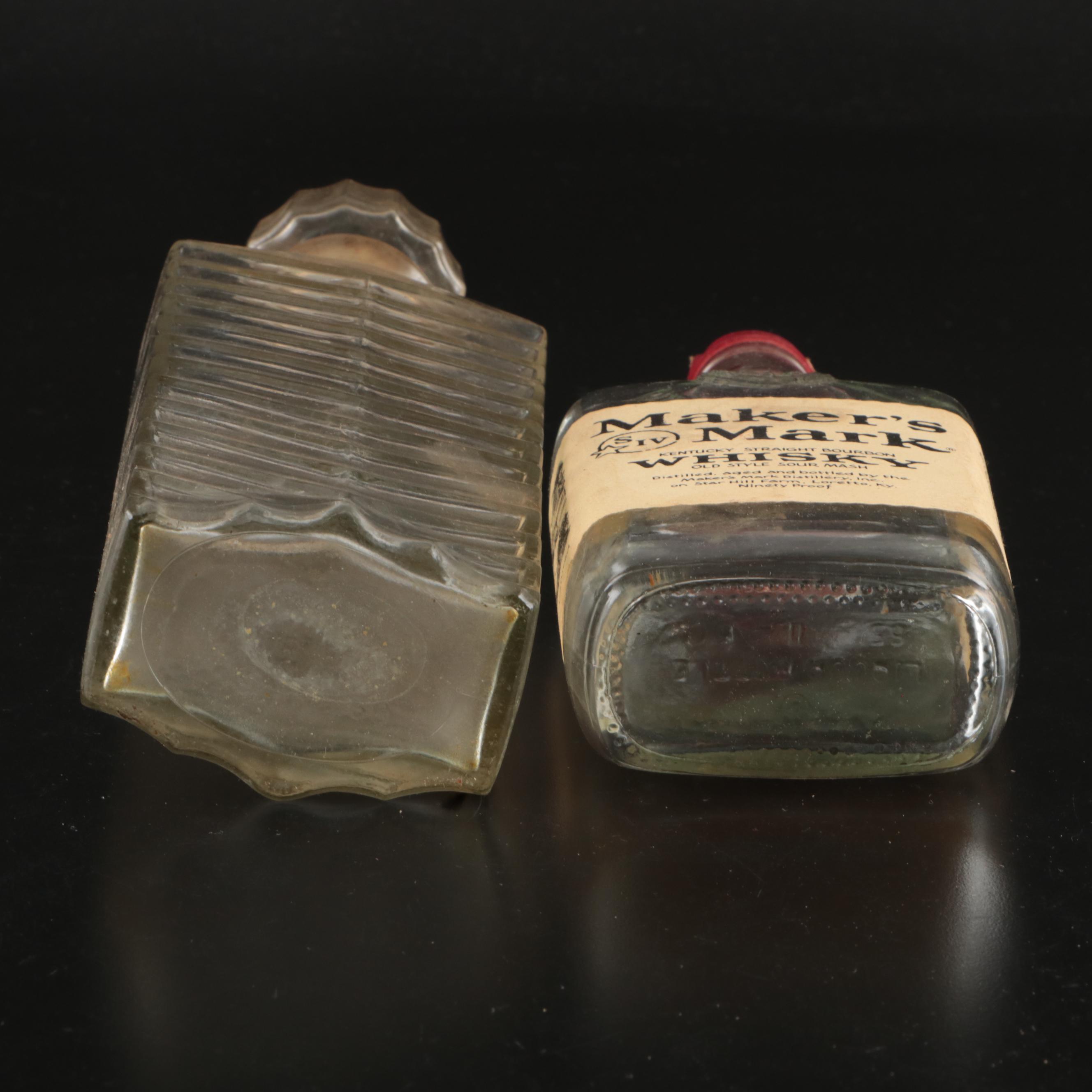 Old Grand-Dad, Seagram's Crown Royal and Other Glass Whiskey Bottles