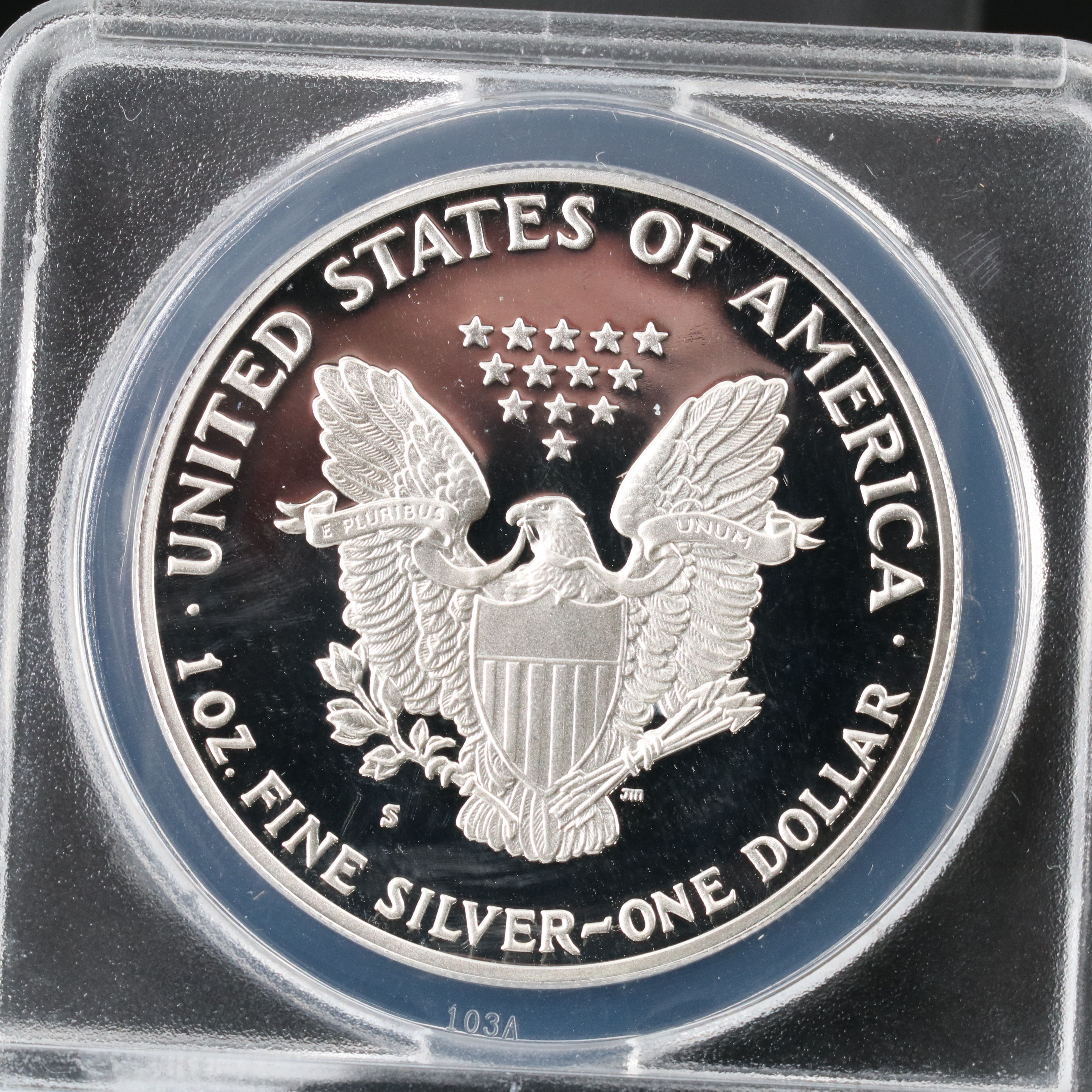 ANACS Graded PR70 DCAM 1988-S $1 U.S. Silver Eagle Proof Coin