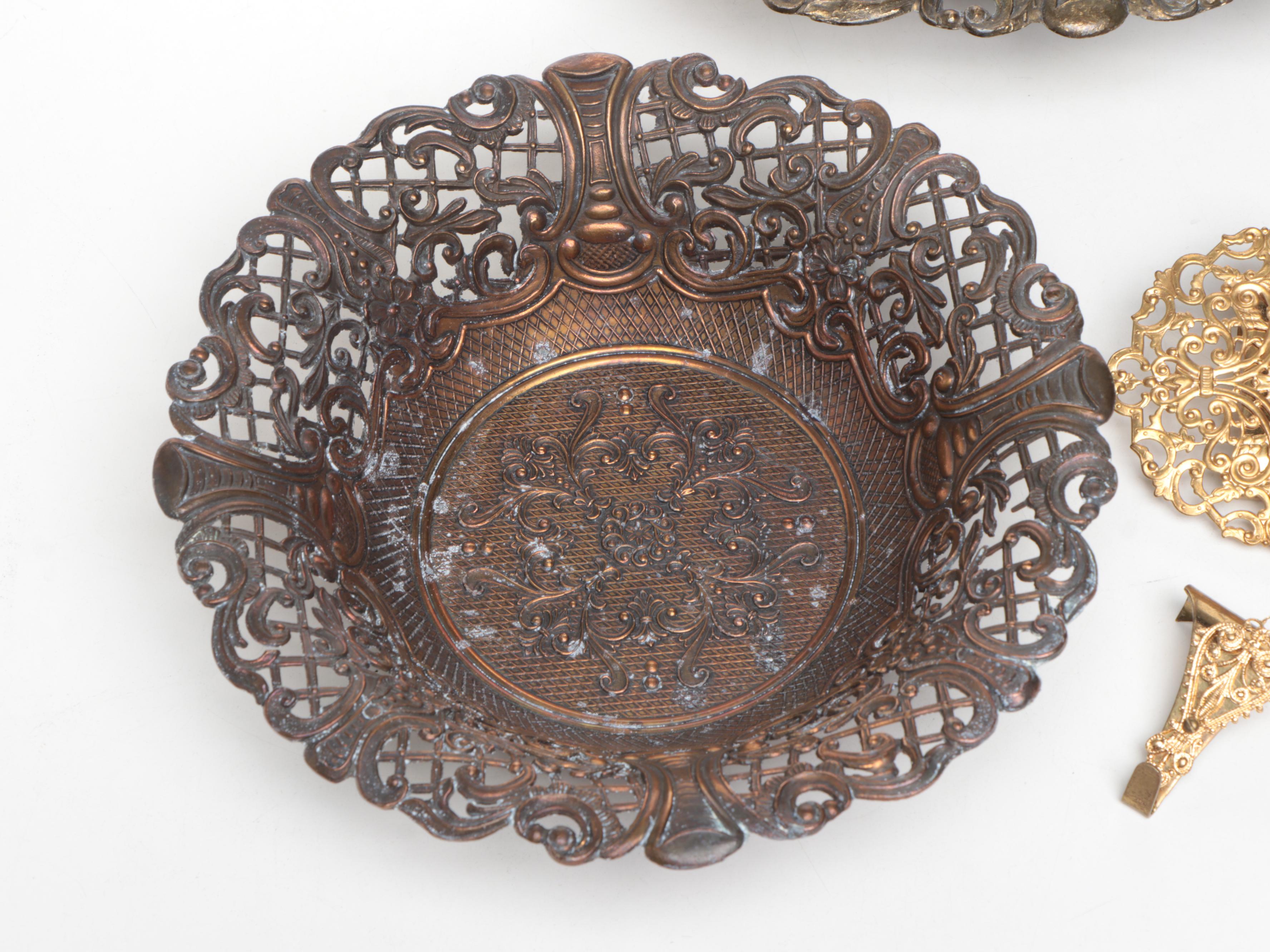 Victorian Style Pierced Metal Bowls and Other Decorative Accents