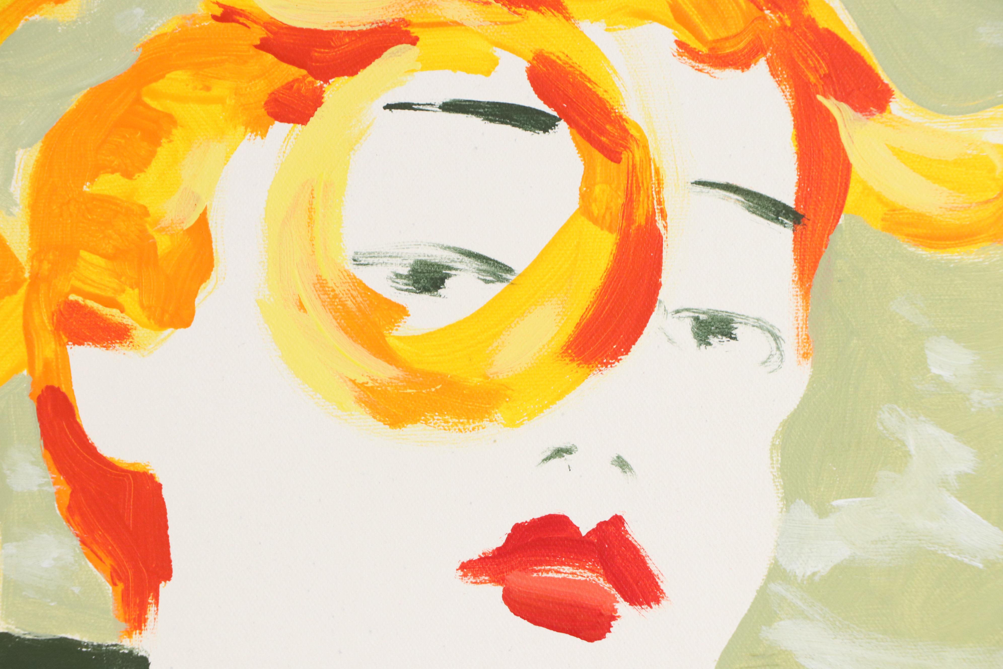 Stylized Figurative Acrylic Painting of Chic Women, 1999