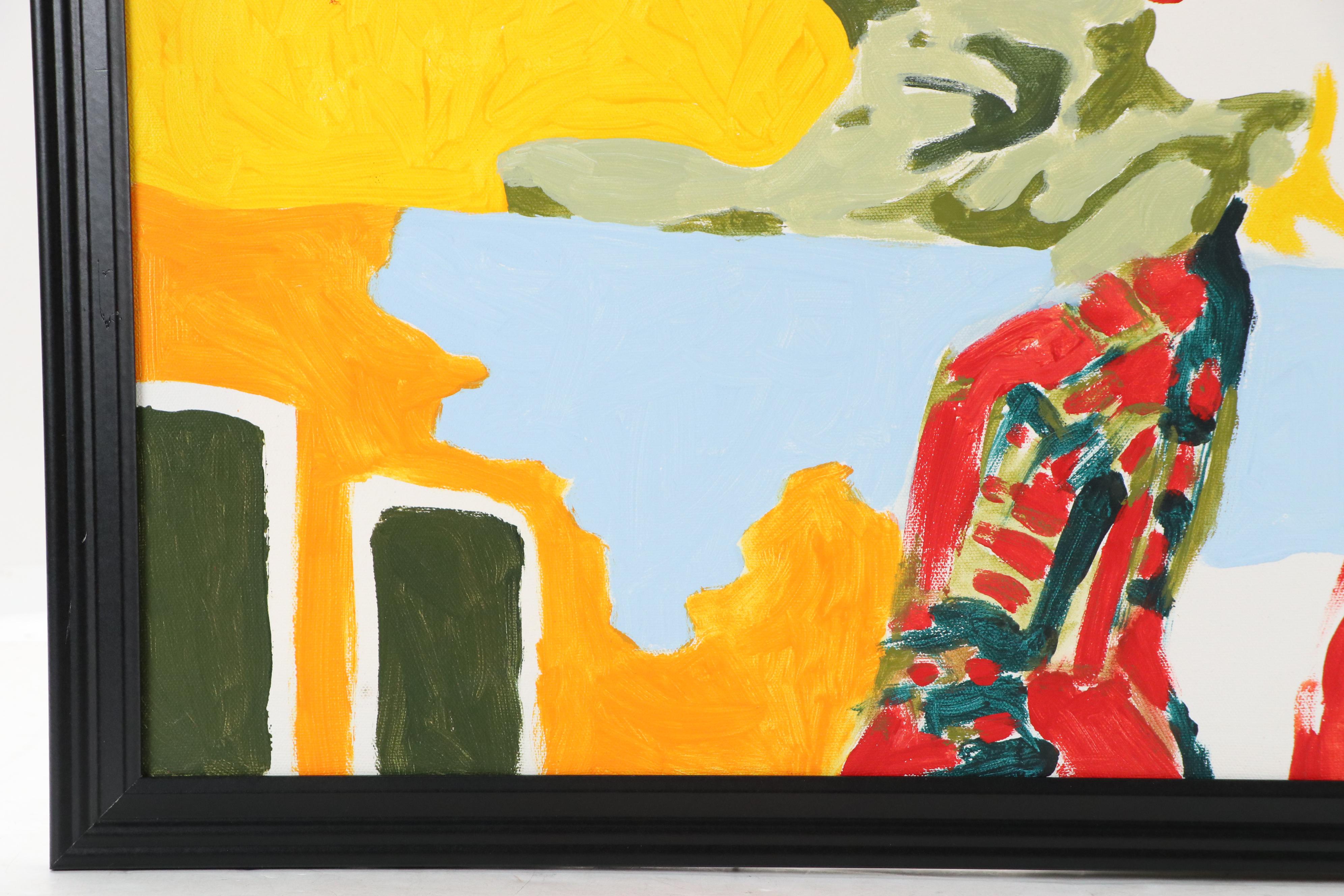 Stylized Figurative Acrylic Painting of Chic Women, 1999