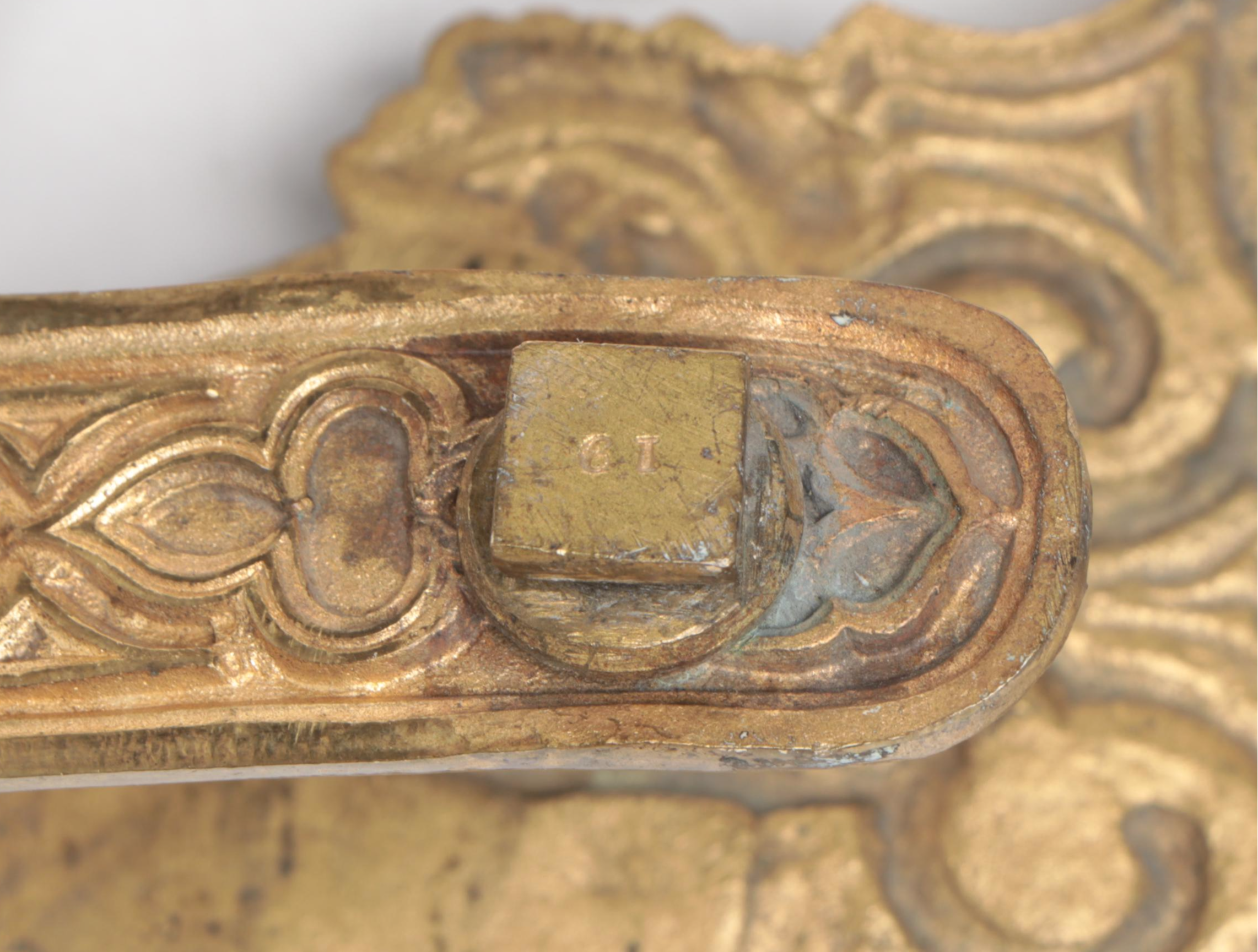 French Art Nouveau Style Fortuna Applique and Gothic Revival Curtain Holdbacks