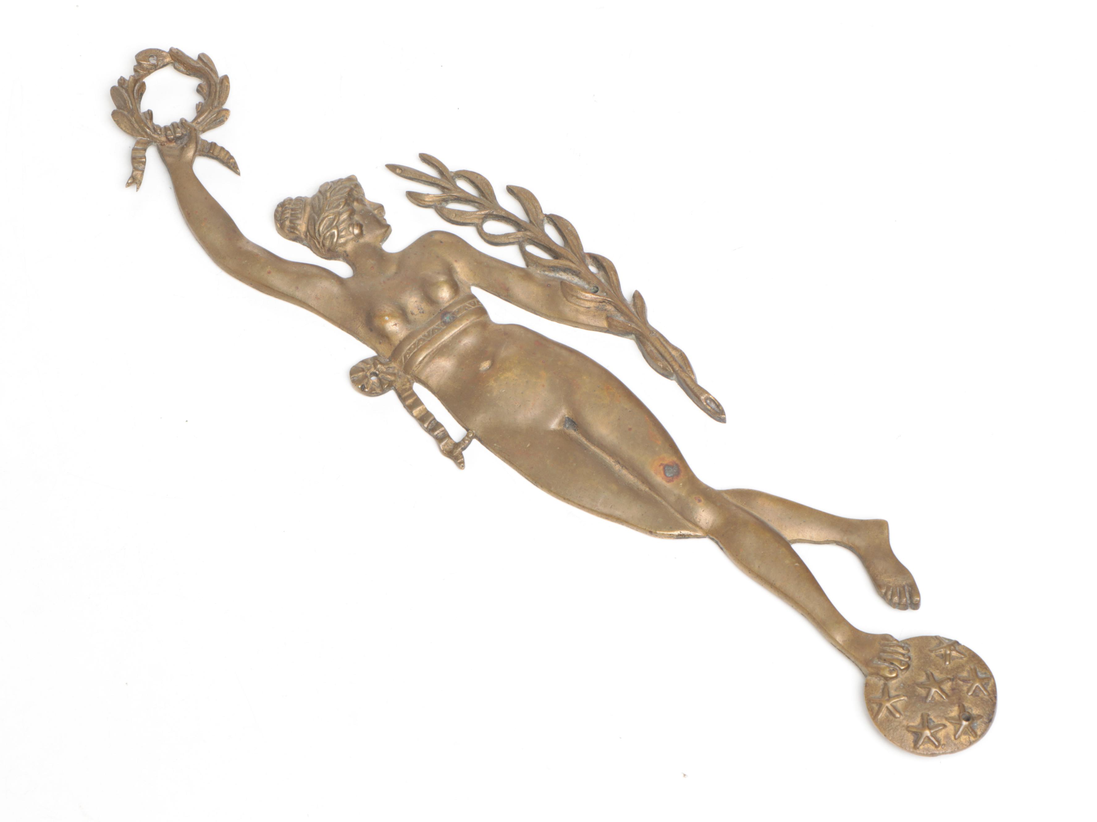 French Art Nouveau Style Fortuna Applique and Gothic Revival Curtain Holdbacks