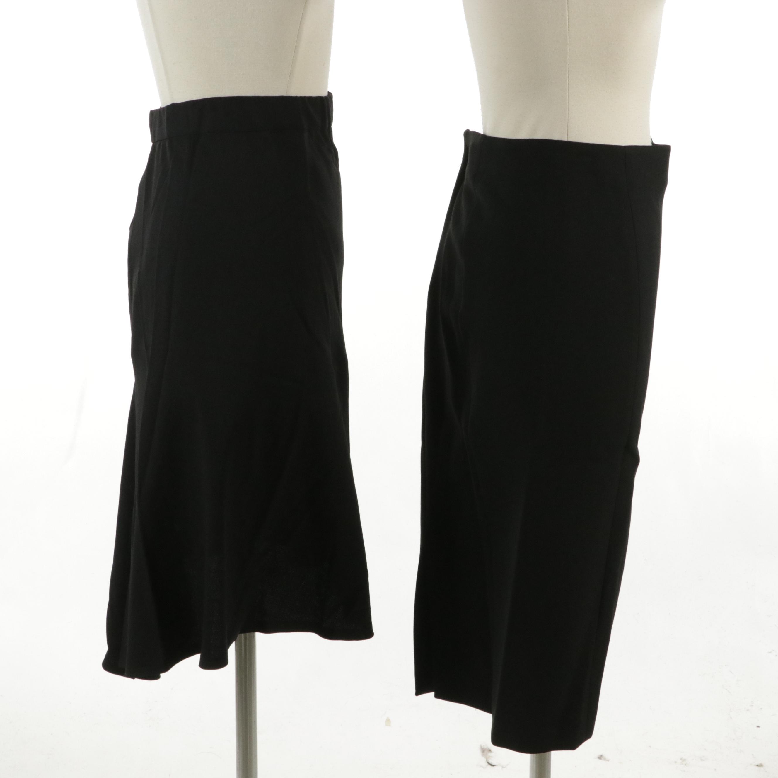 The Row and Derek Lam Knee-Length Skirts in Black Wool and Cotton Stretch Blends