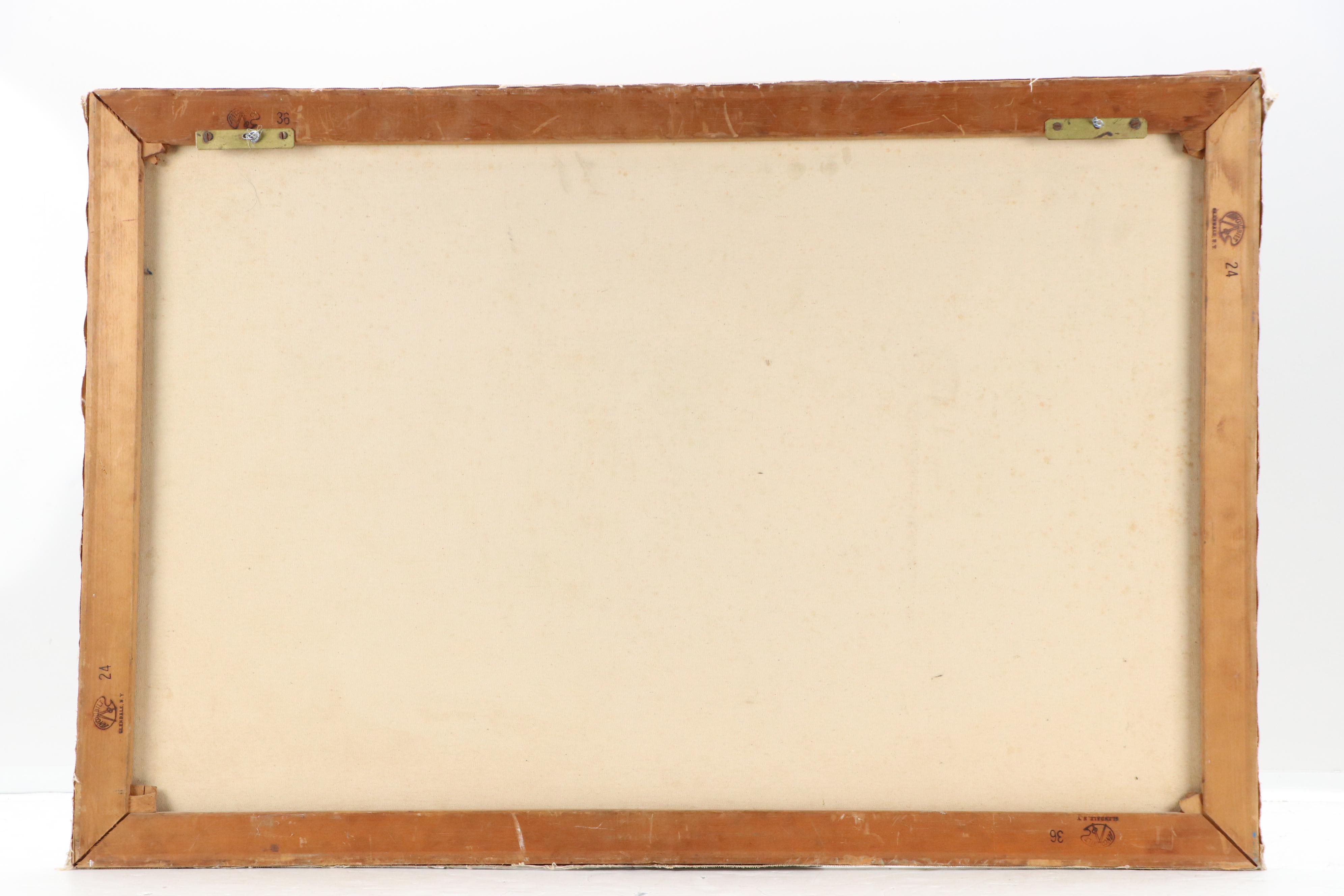 Wooded Landscape Oil Painting of Rural Cart Path, Circa 2000