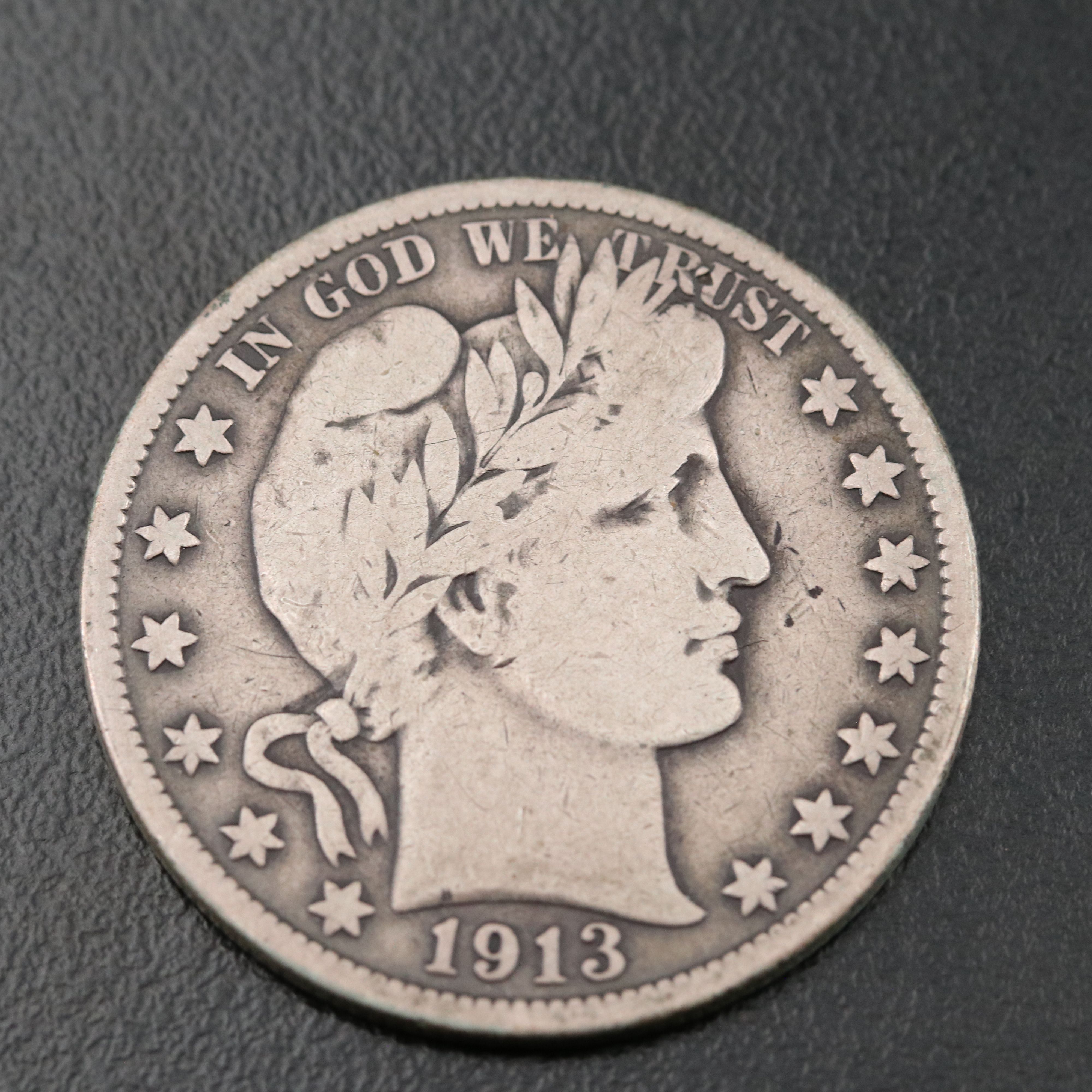 Key Date 1913 Barber Silver Half Dollar