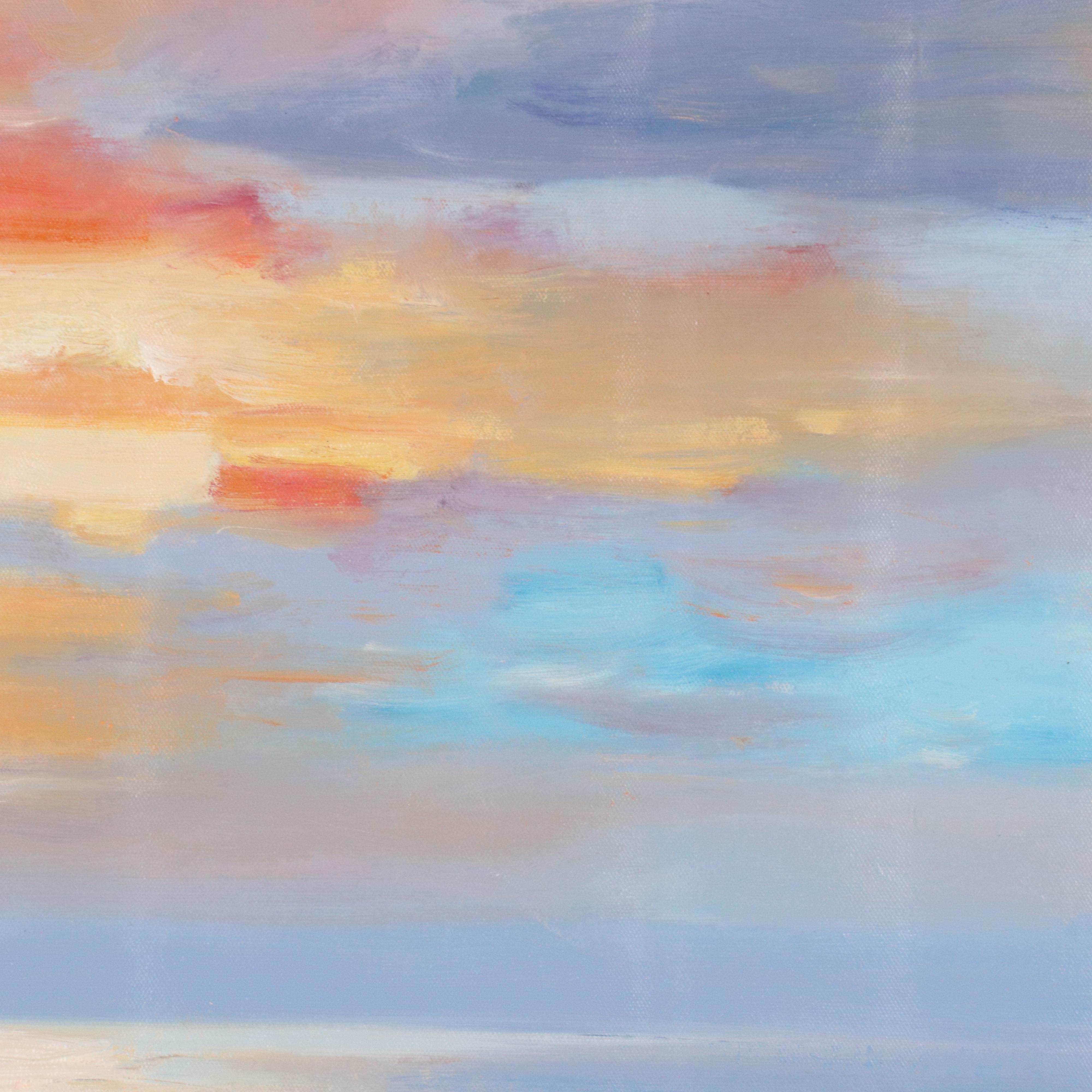 N. Ming Sunset Landscape Oil Painting, 21st Century