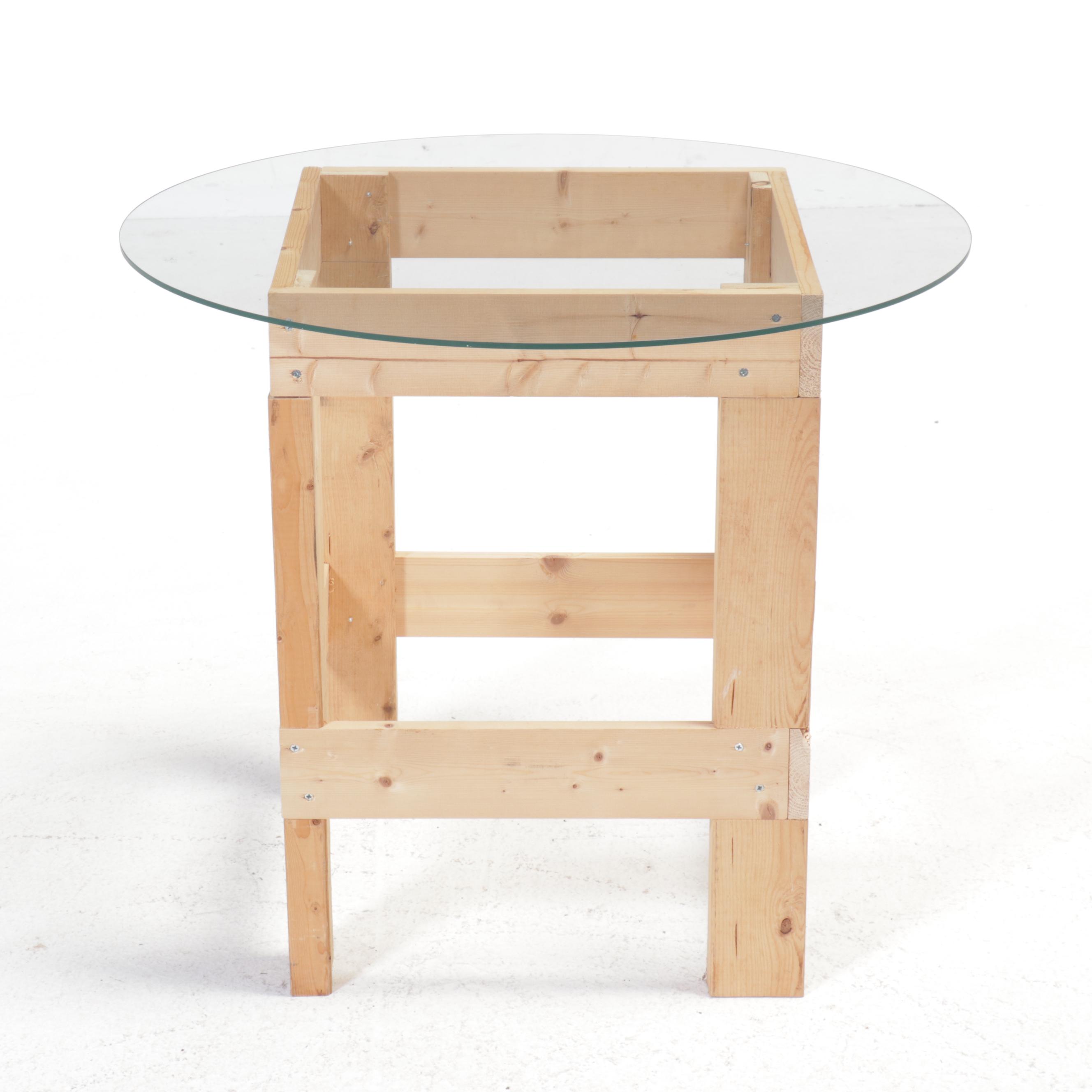 Fabric Covered Center Table with Fringed Trim