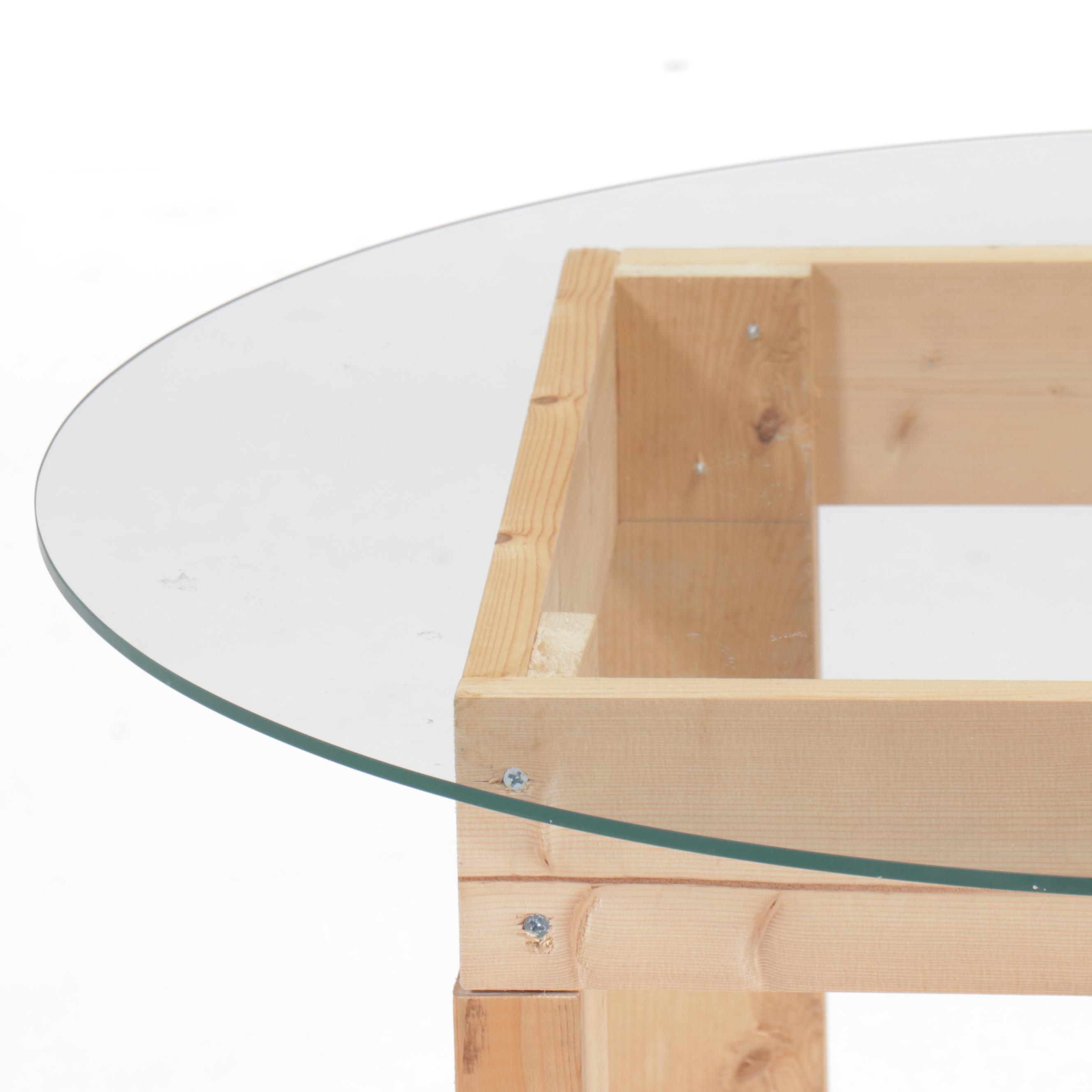 Fabric Covered Center Table with Fringed Trim