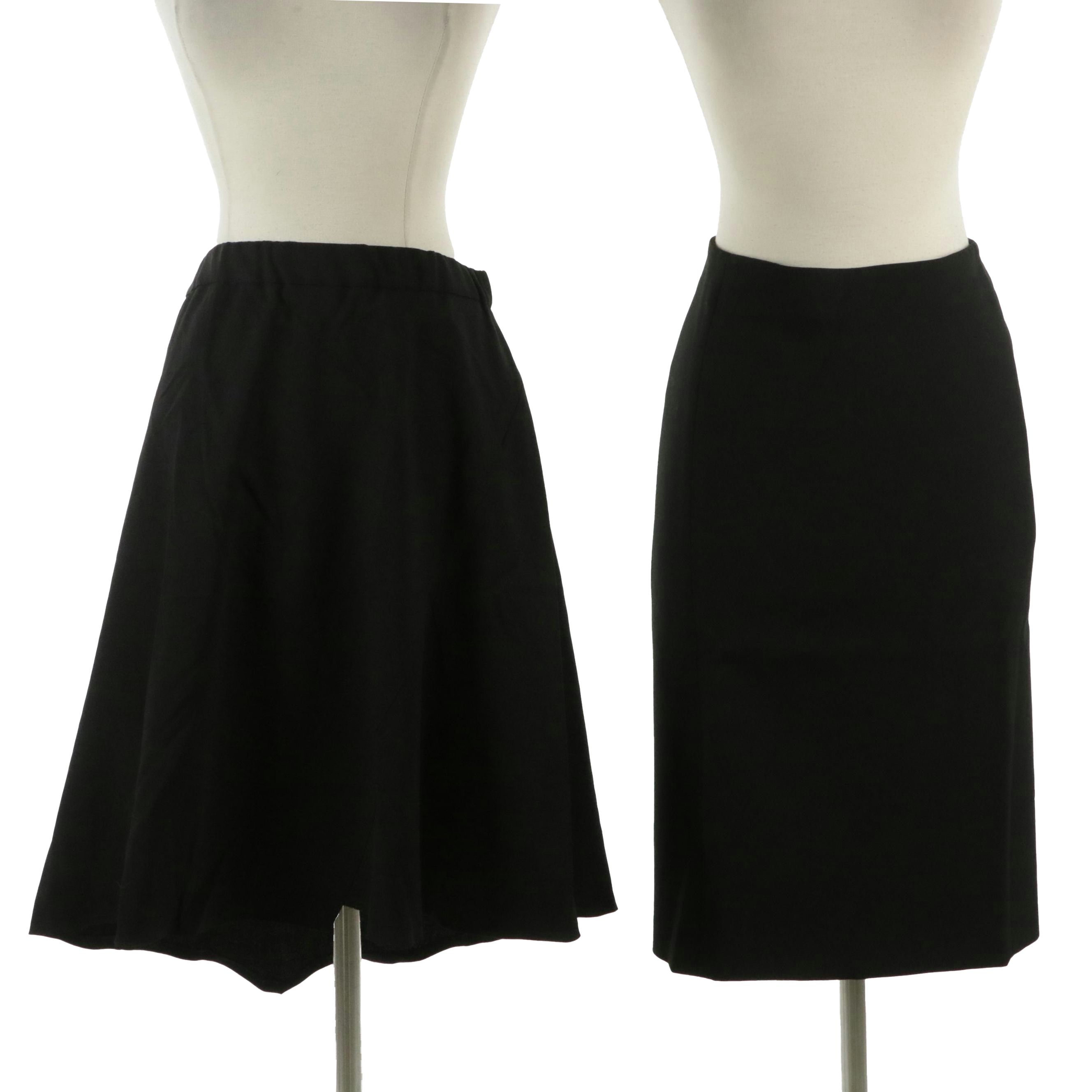 The Row and Derek Lam Knee-Length Skirts in Black Wool and Cotton Stretch Blends