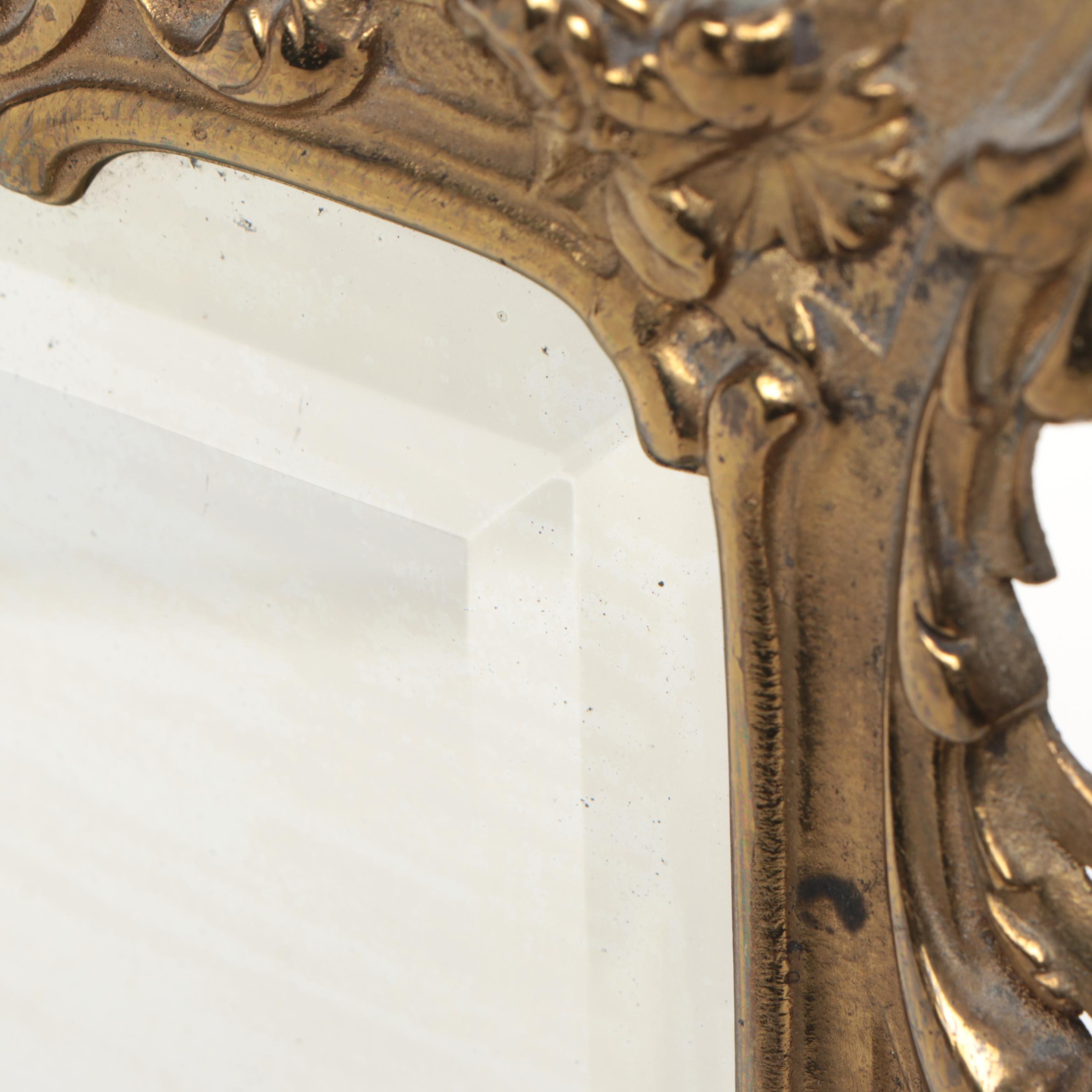Art Nouveau Style Gilt Cast Metal Table Top Mirror, Late 19th/ Early 20th C.