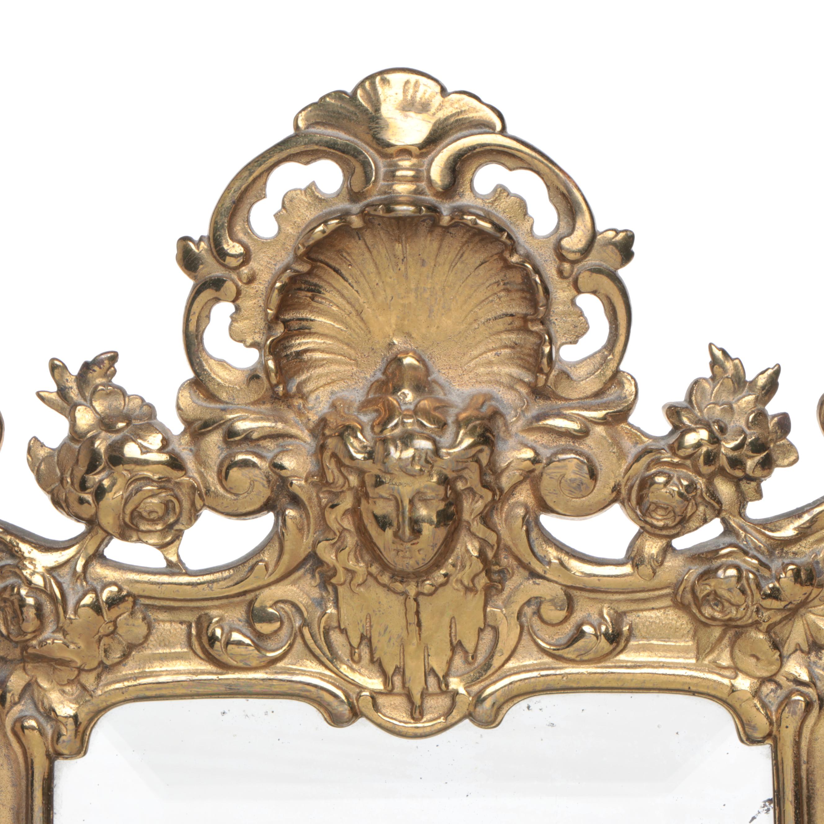 Art Nouveau Style Gilt Cast Metal Table Top Mirror, Late 19th/ Early 20th C.