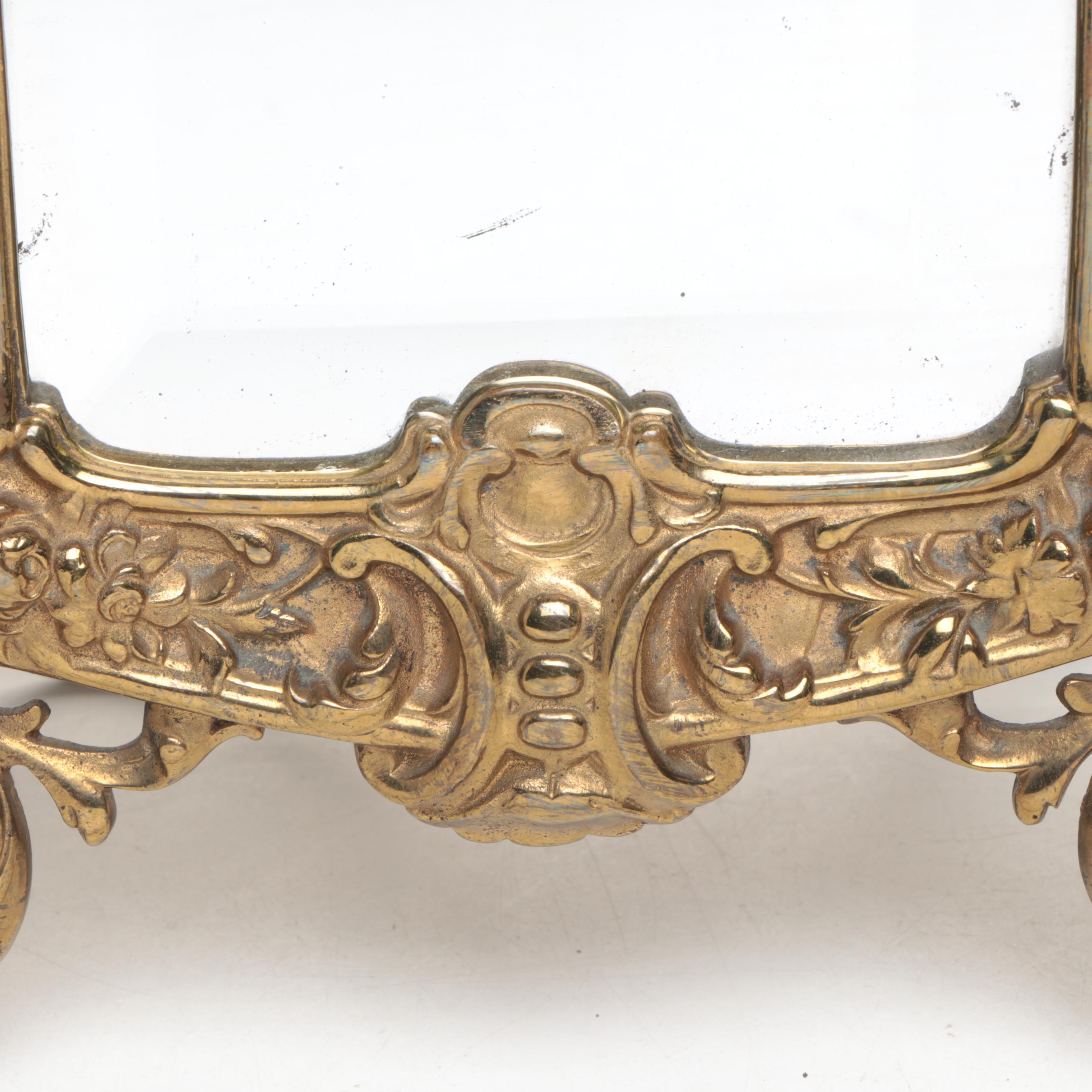 Art Nouveau Style Gilt Cast Metal Table Top Mirror, Late 19th/ Early 20th C.