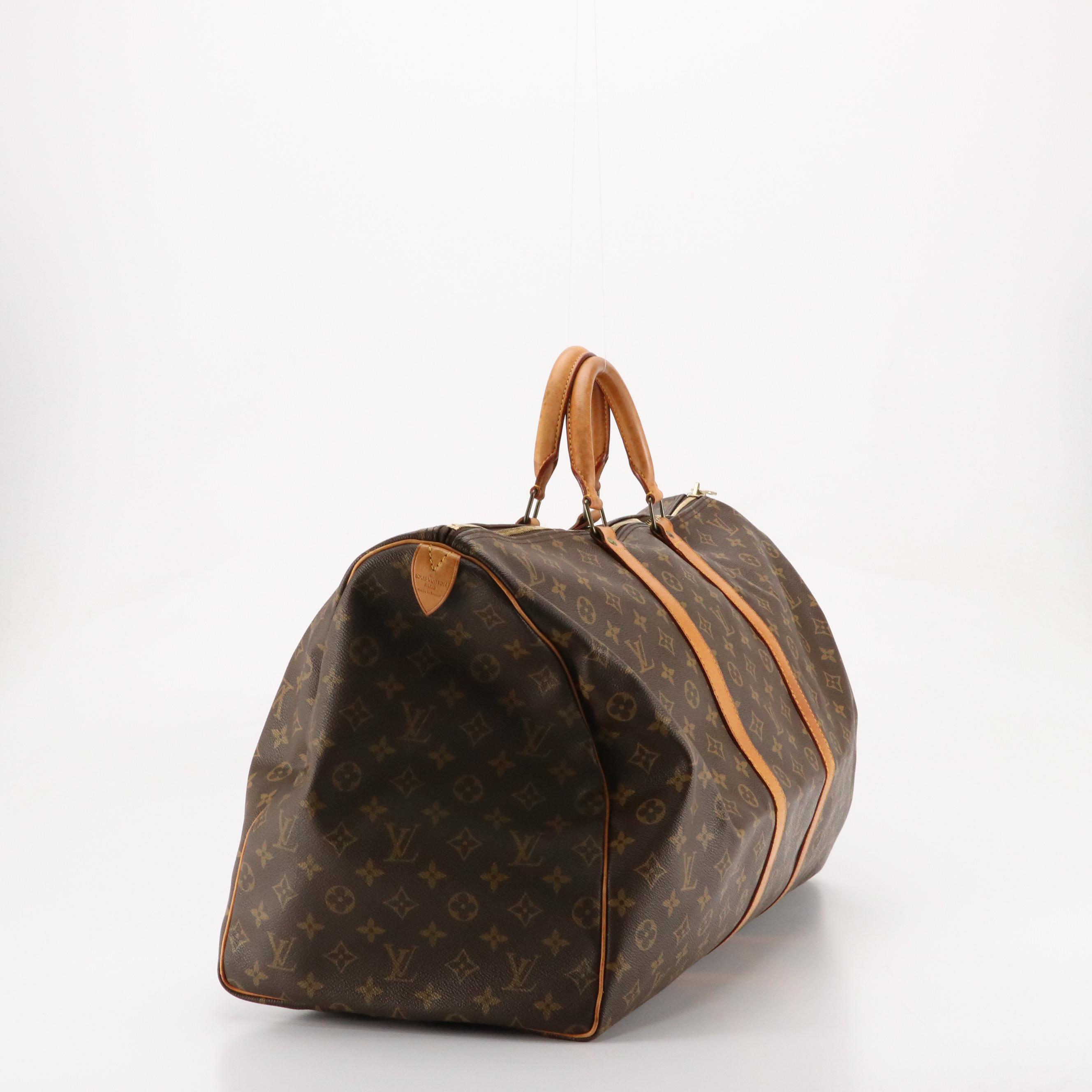 Louis Vuitton Keepall 60 Duffle Bag in Monogram Canvas and Leather Trim