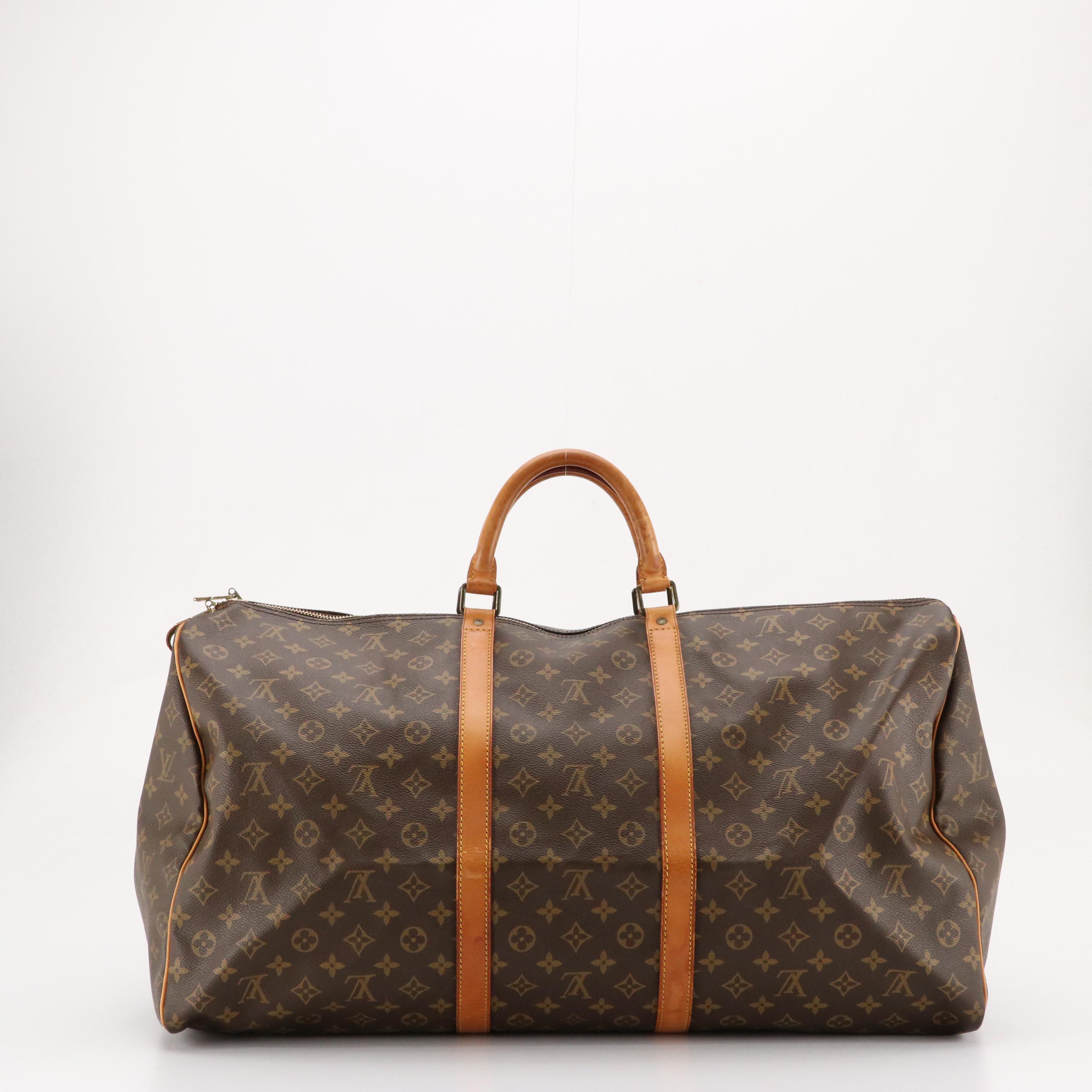 Louis Vuitton Keepall 60 Duffle Bag in Monogram Canvas and Leather Trim