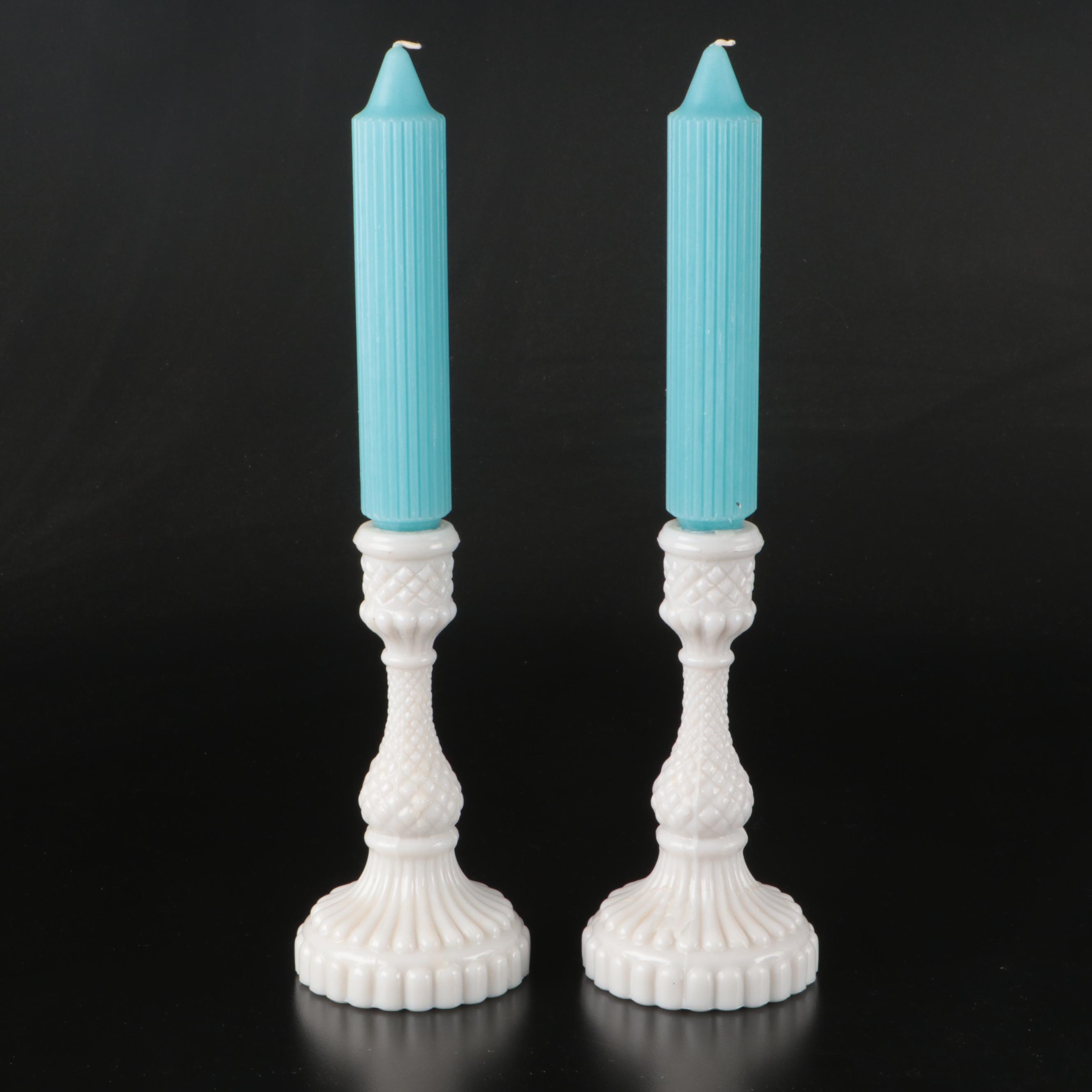 Waterworks Brass Towel Ring, Milk Glass Candle Holders, and More Bathroom Décor