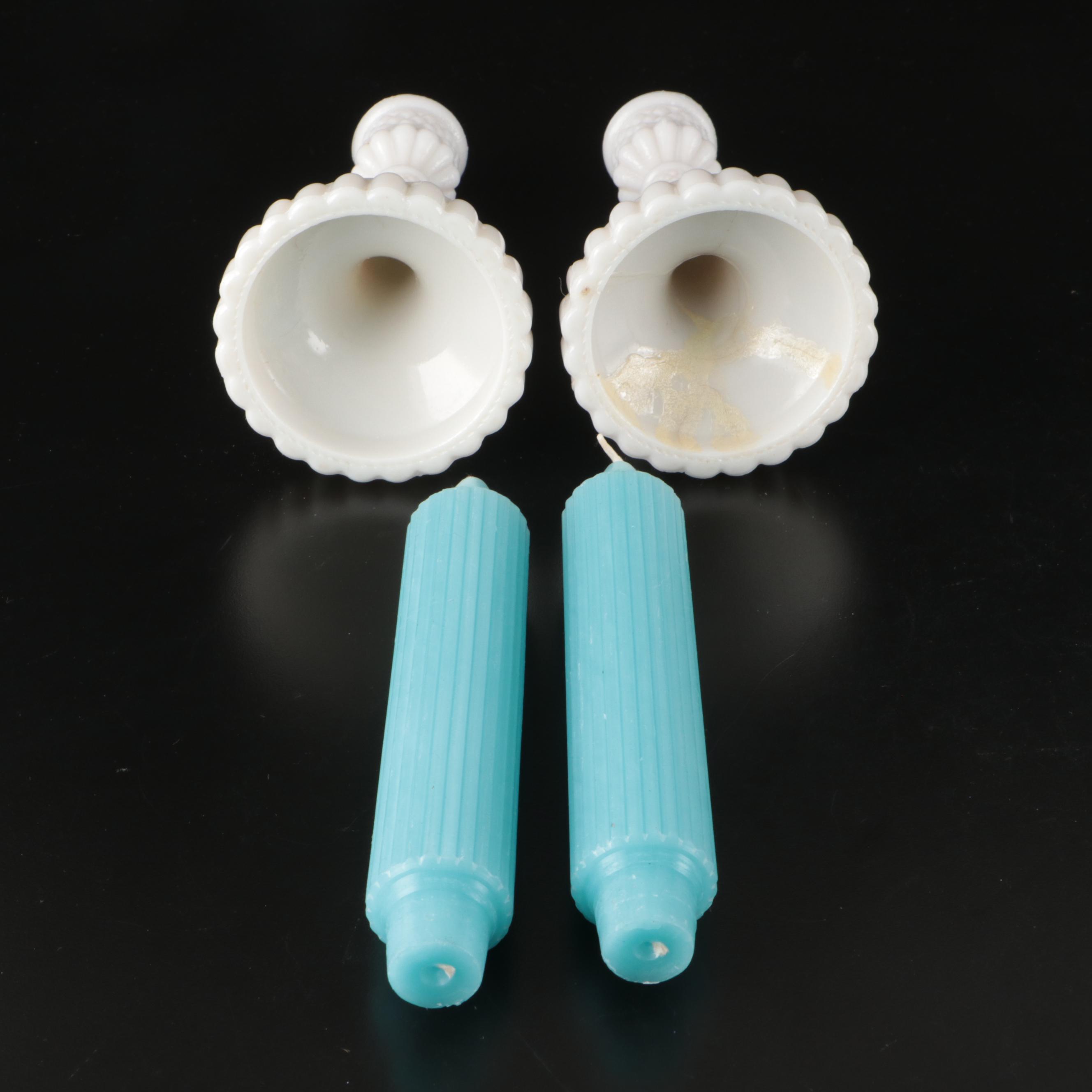 Waterworks Brass Towel Ring, Milk Glass Candle Holders, and More Bathroom Décor