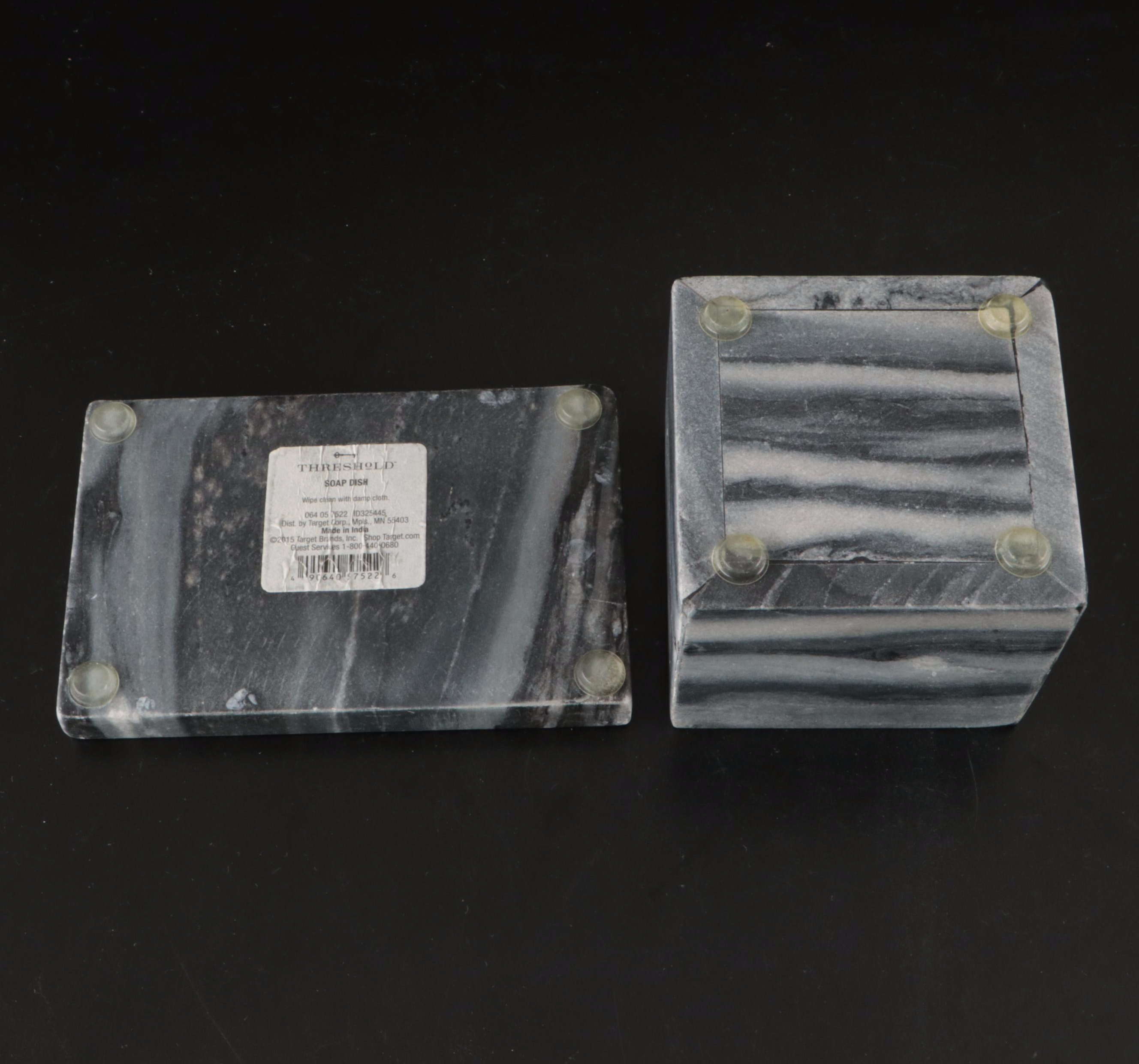 Waterworks Brass Towel Ring, Milk Glass Candle Holders, and More Bathroom Décor