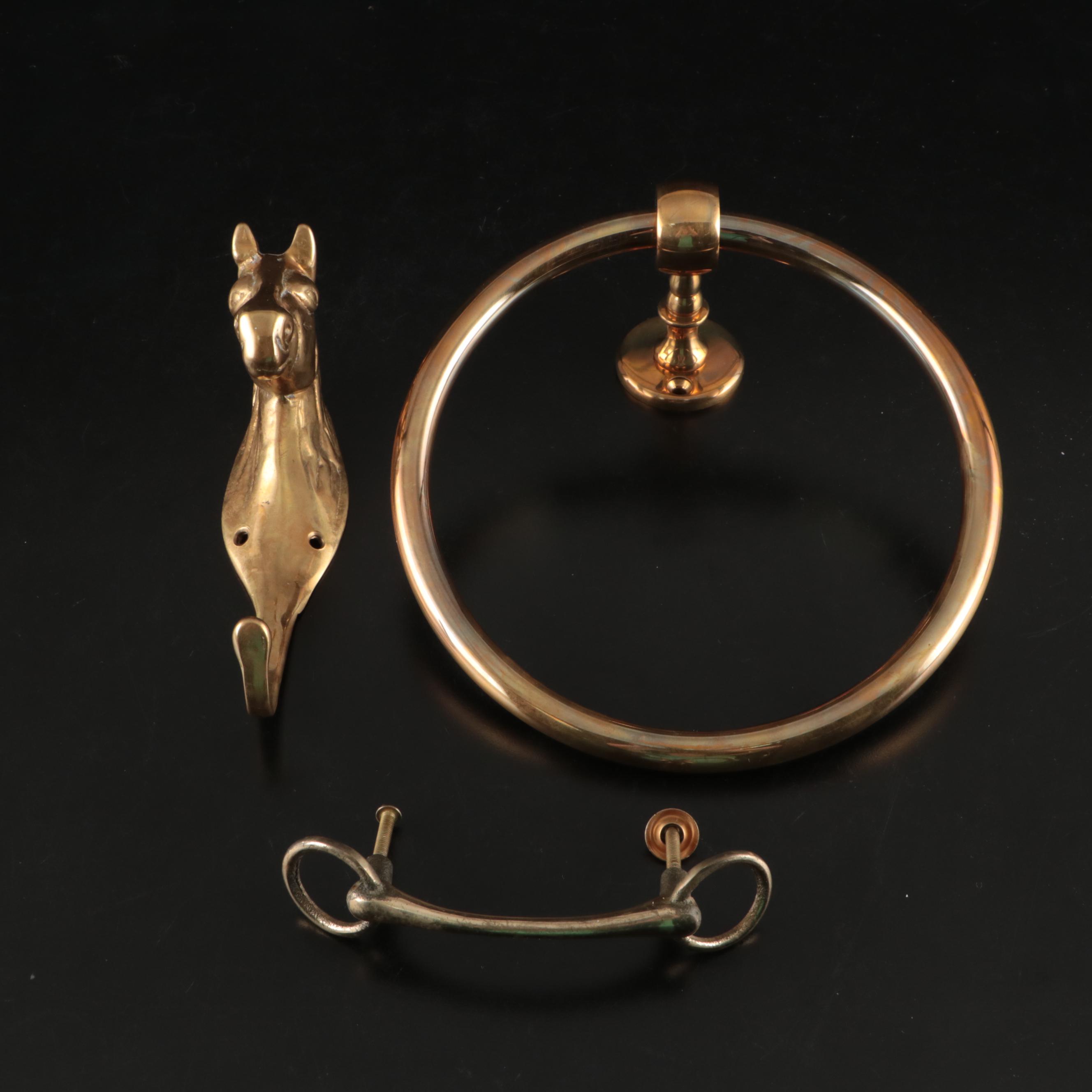 Waterworks Brass Towel Ring, Milk Glass Candle Holders, and More Bathroom Décor