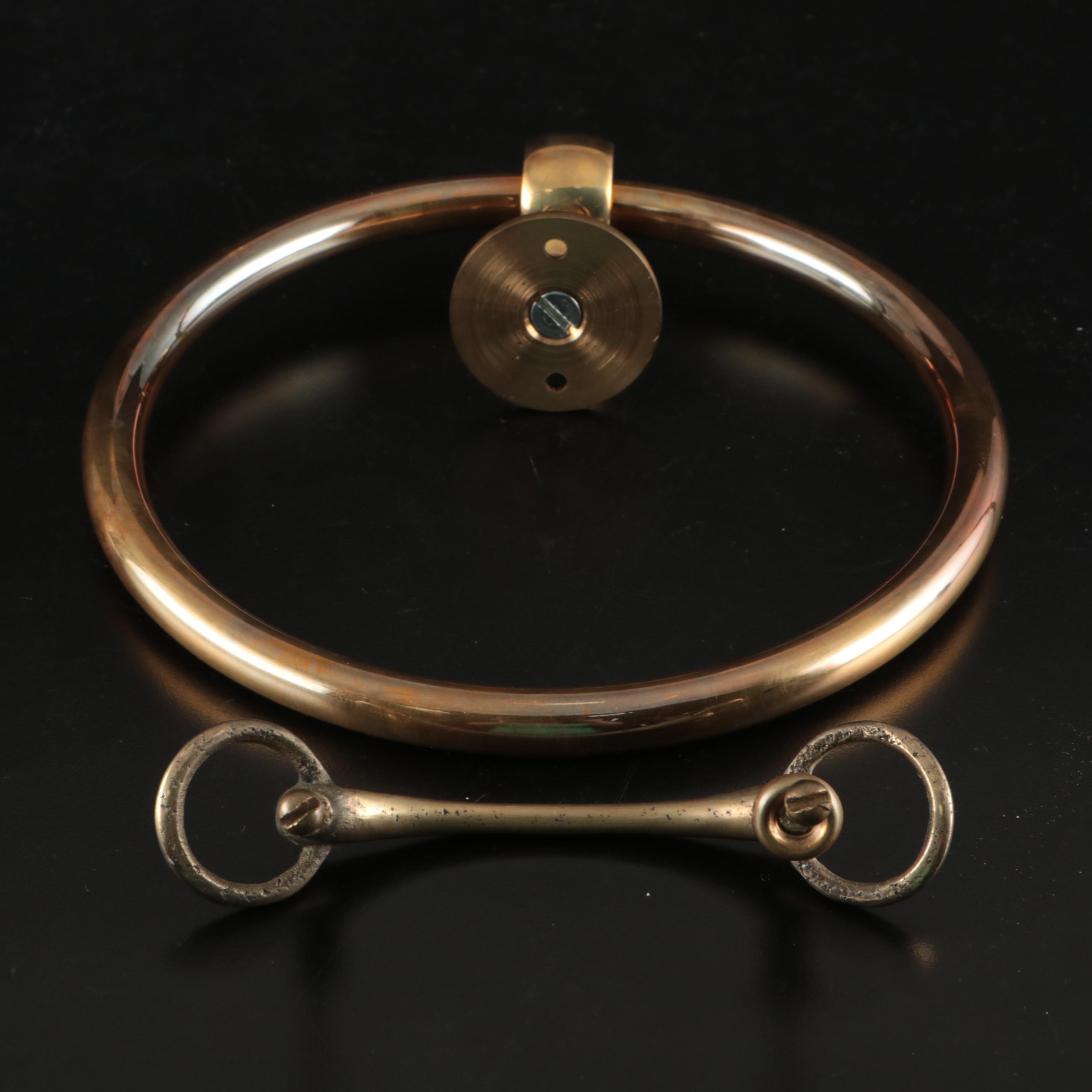 Waterworks Brass Towel Ring, Milk Glass Candle Holders, and More Bathroom Décor