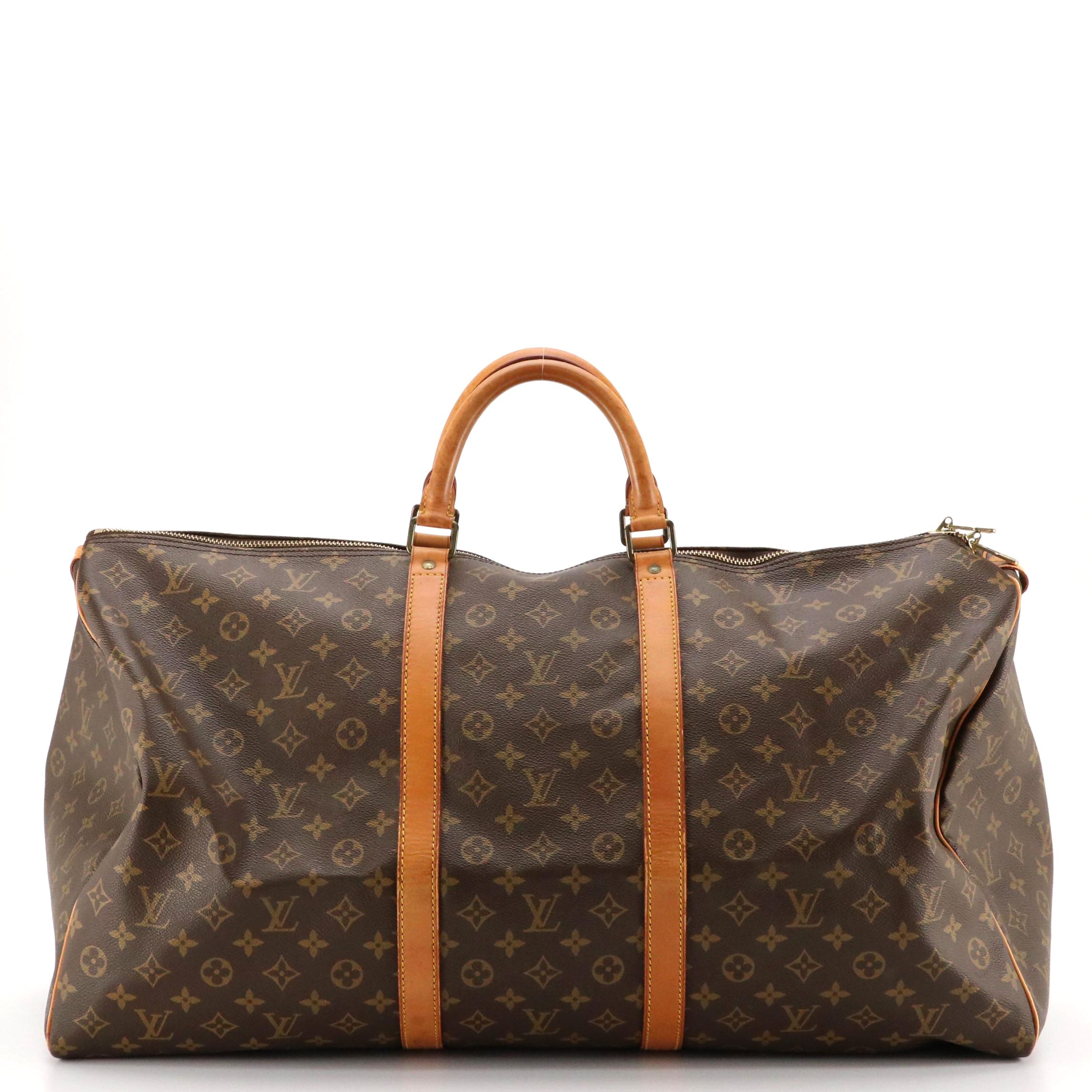 Louis Vuitton Keepall 60 Duffle Bag in Monogram Canvas and Leather Trim