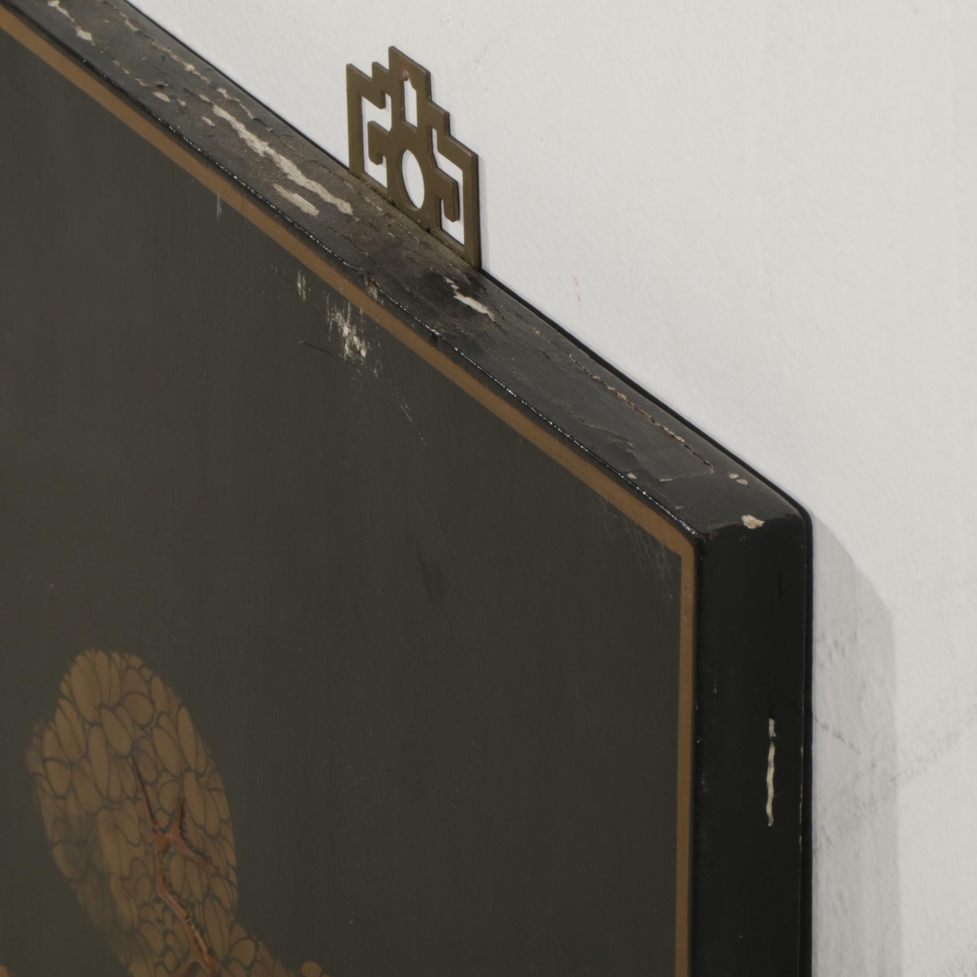 Chinese Black Lacquered and Gold Painted Screen Panels