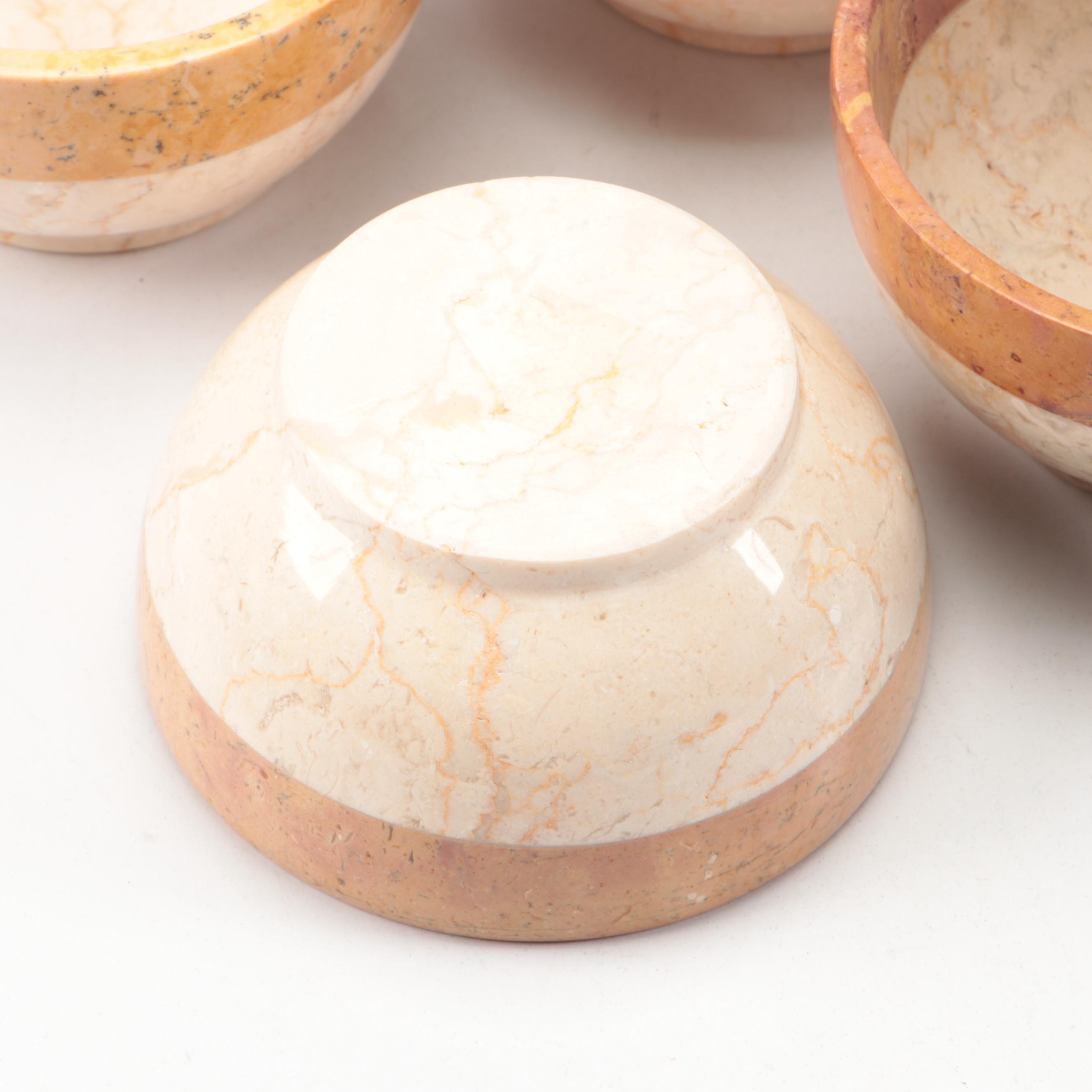 Fossils in Stone Carved Plates with Stone Bowls and Metal and Stone Stands