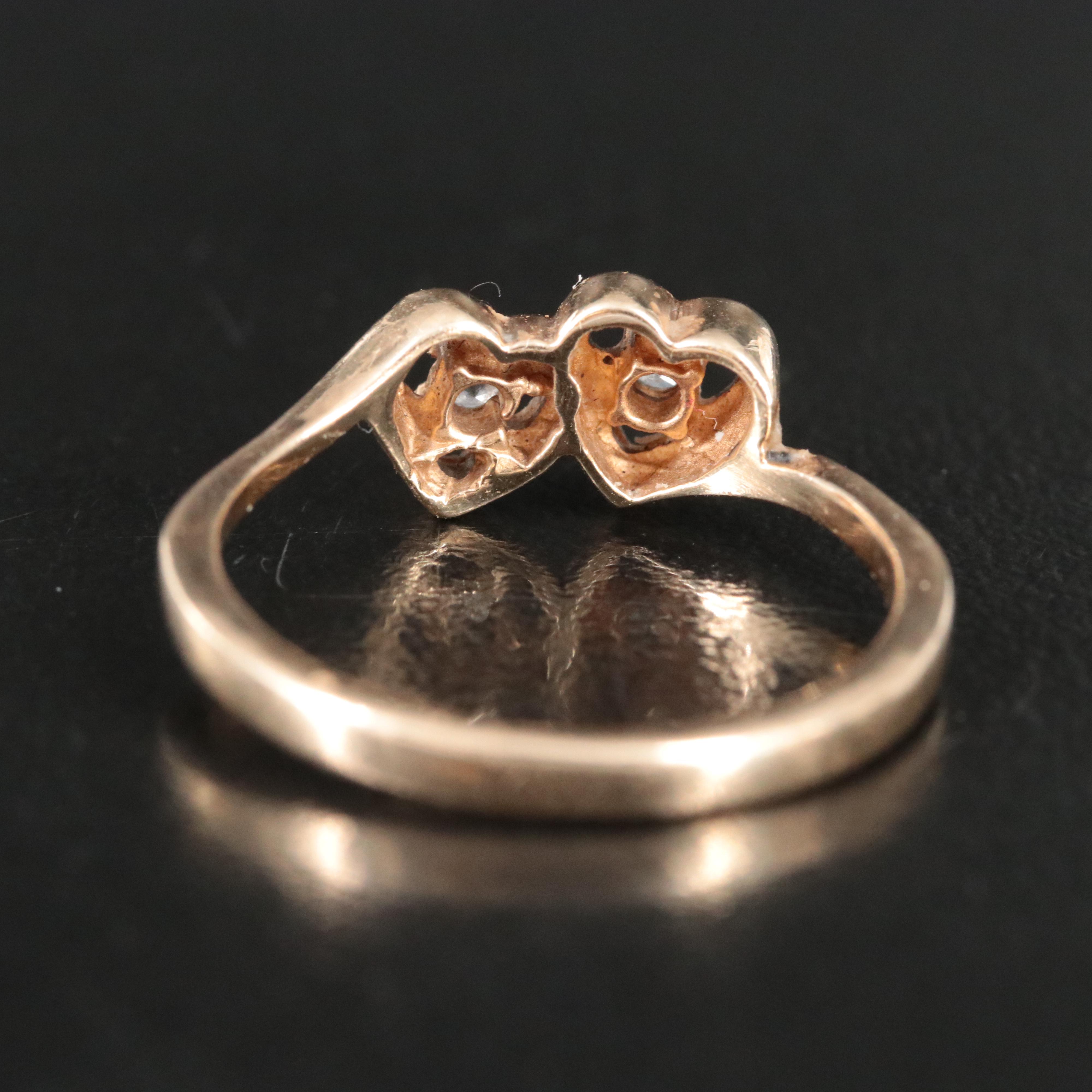 10K CZ Double Heart Ring