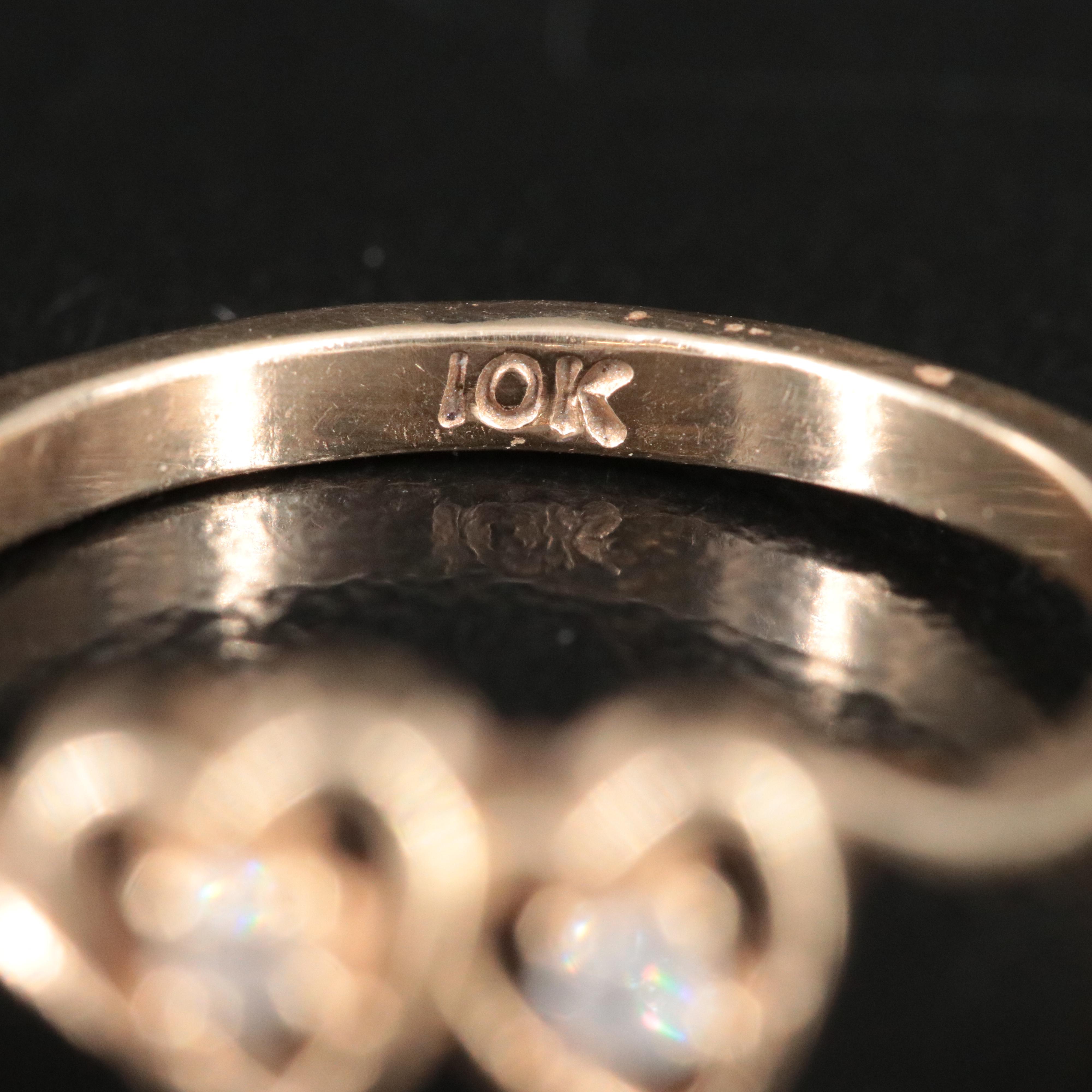 10K CZ Double Heart Ring