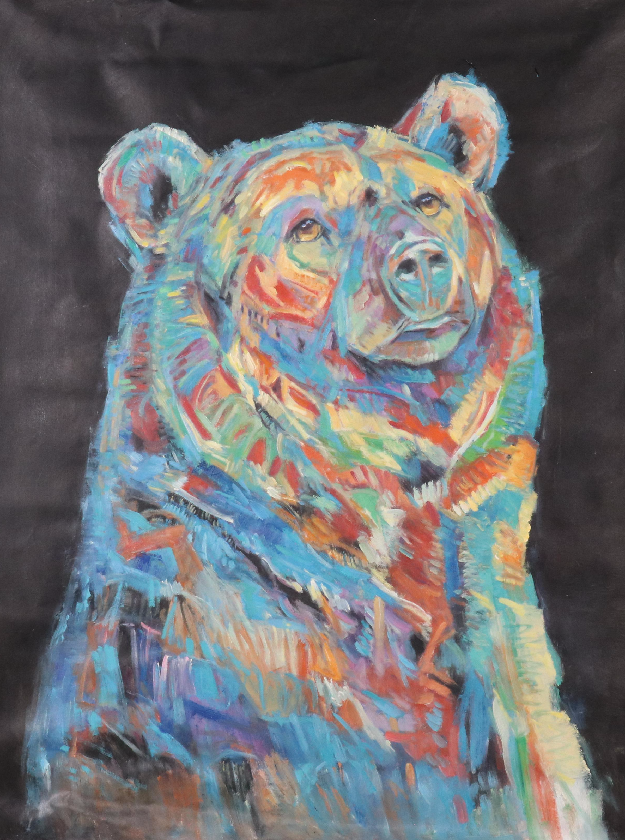 N. Ming Stylized Oil Painting of a Bear, 21st Century