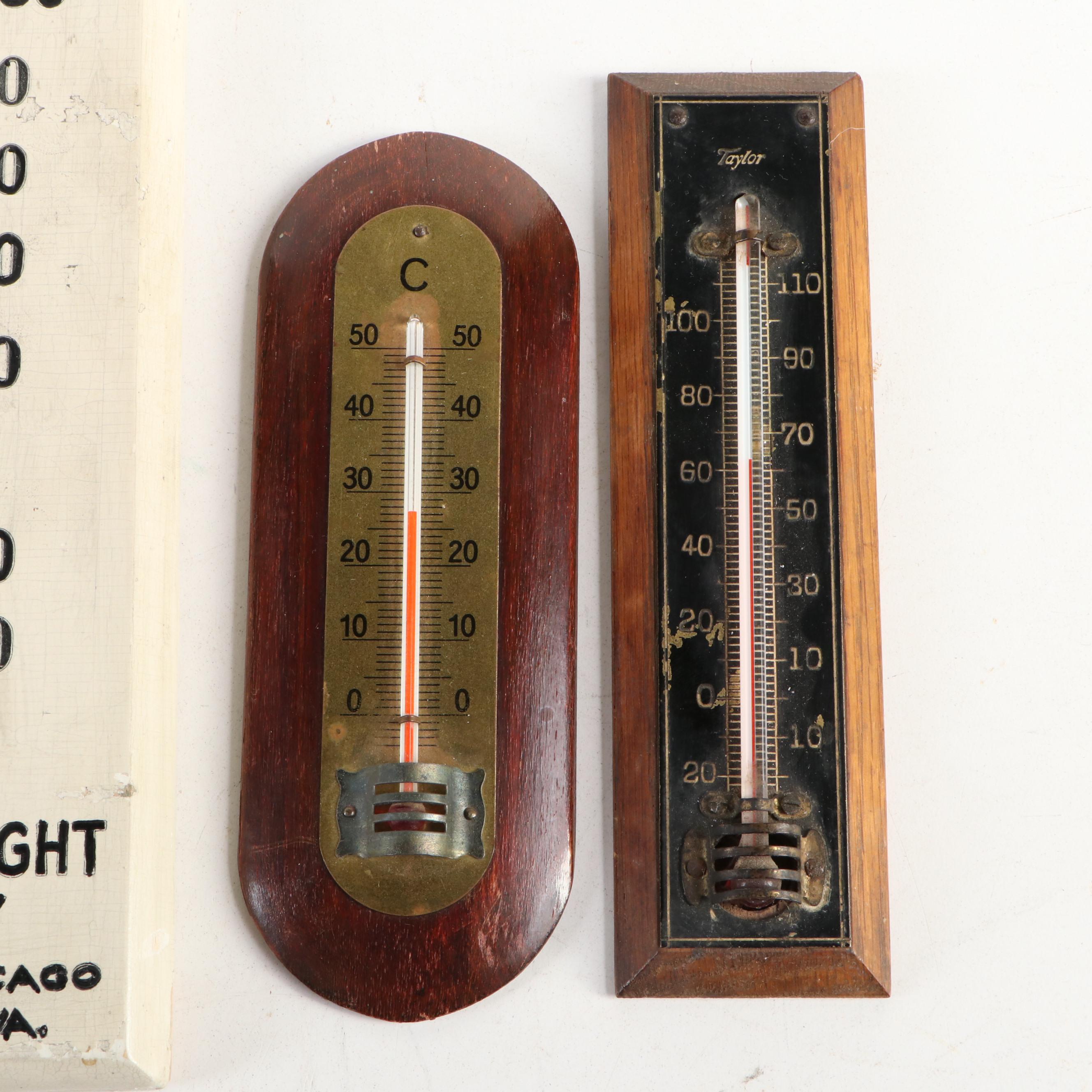 Dwinell-Wright Co Thermometer with Barometer and Other Wall Thermometers
