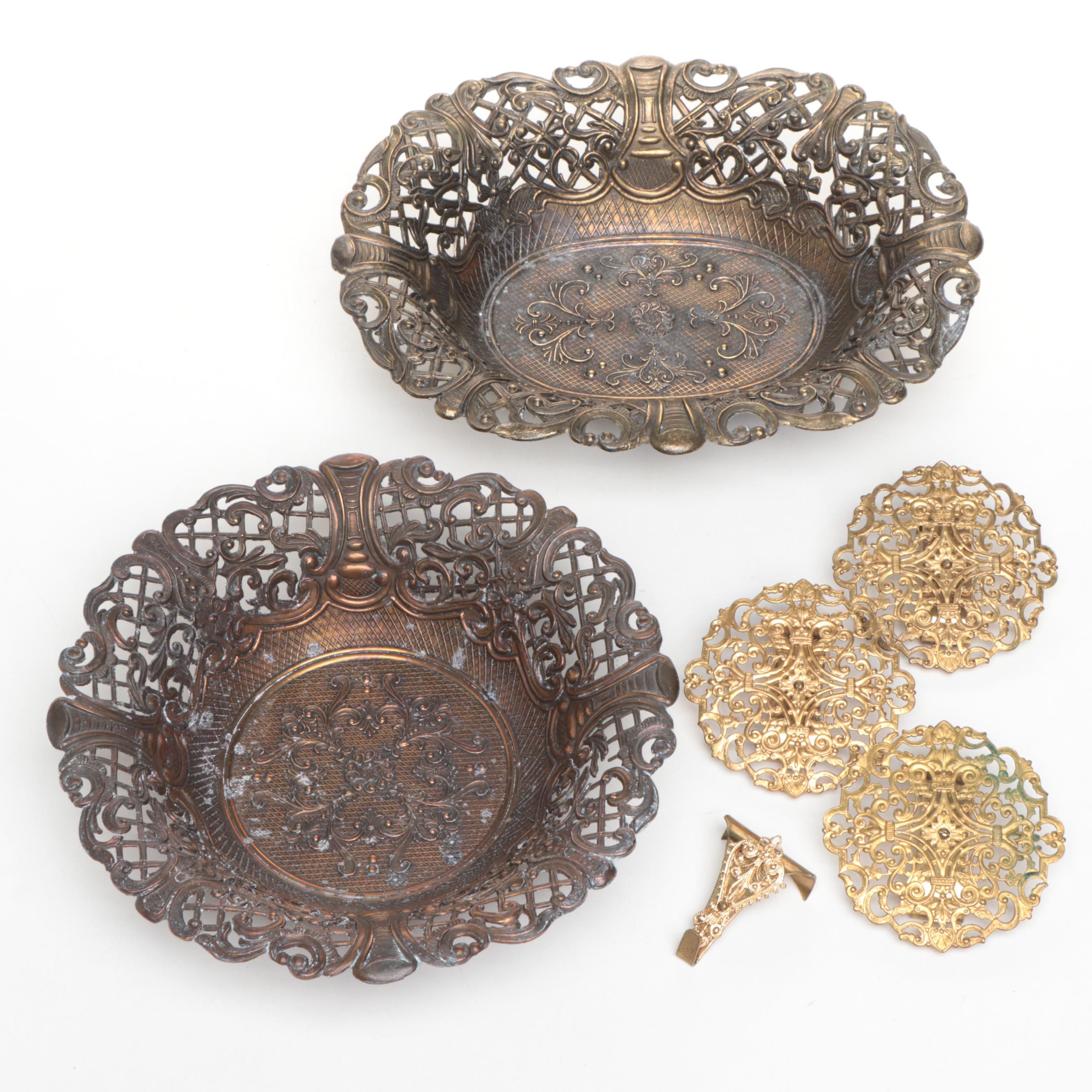 Victorian Style Pierced Metal Bowls and Other Decorative Accents