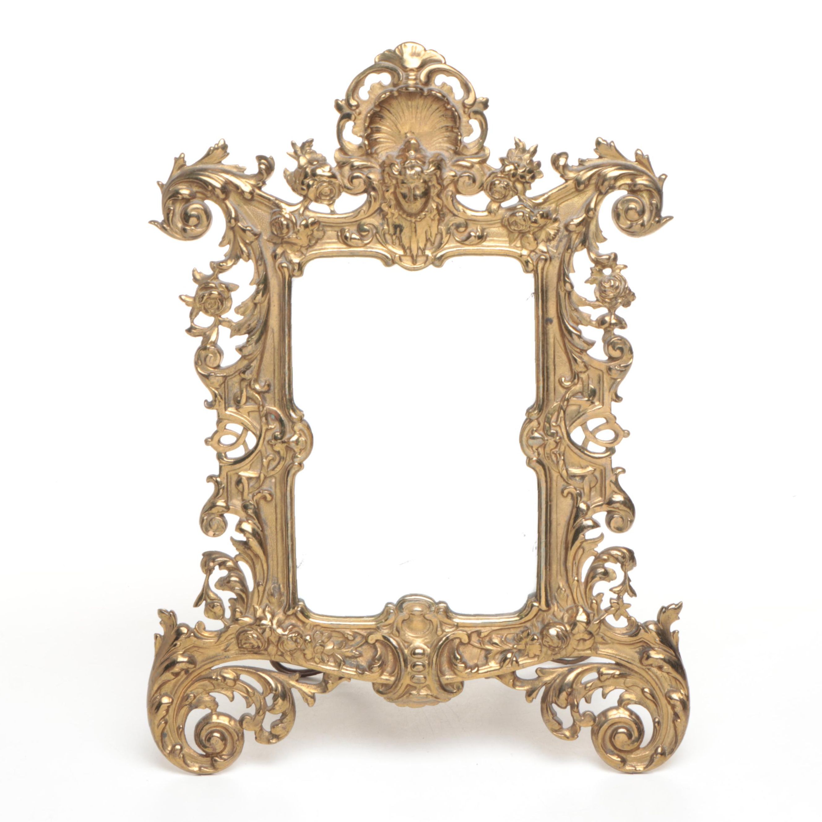 Art Nouveau Style Gilt Cast Metal Table Top Mirror, Late 19th/ Early 20th C.