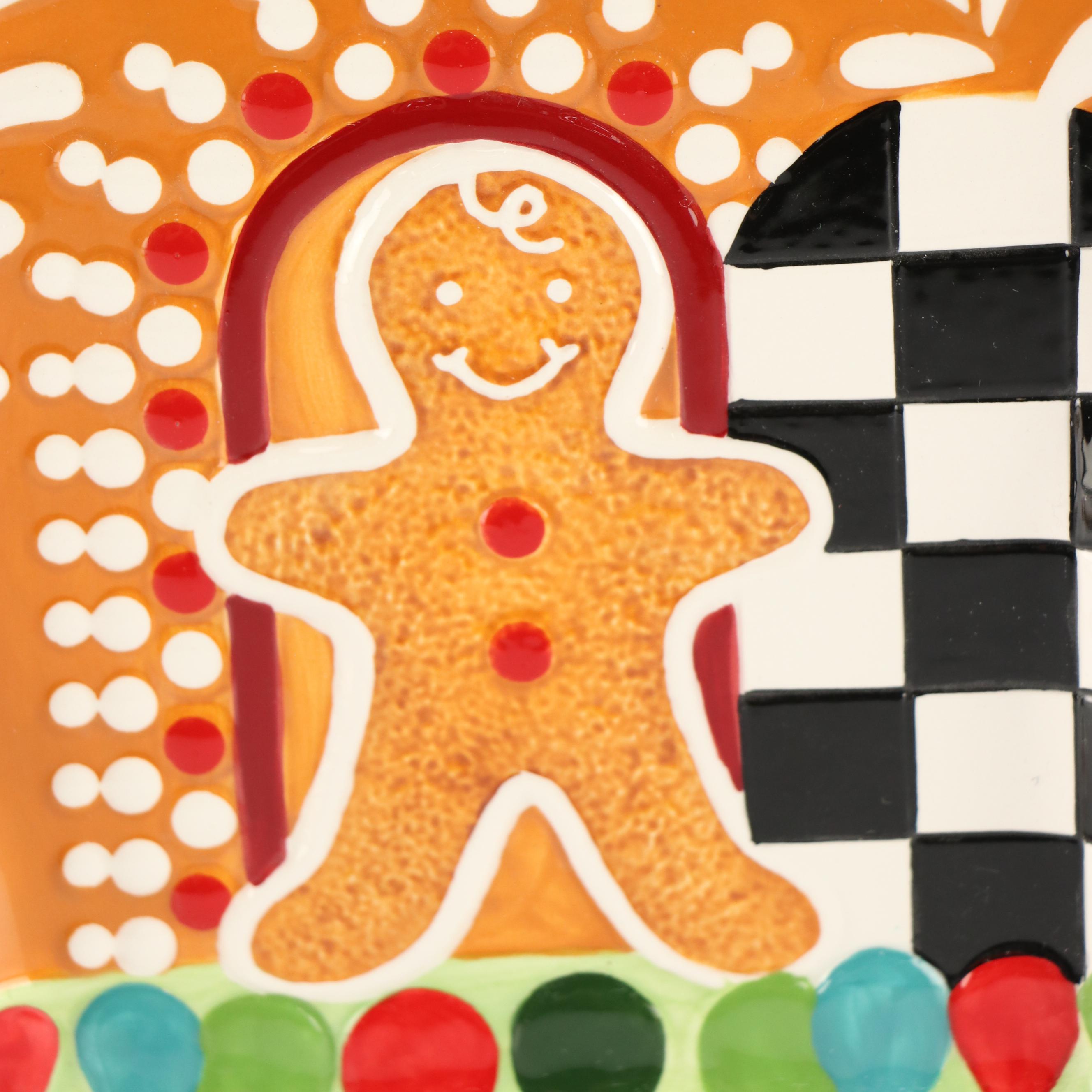 MacKenzie-Childs Bake Shop Gingerbread House Cookie Plate and Teaspoon Set