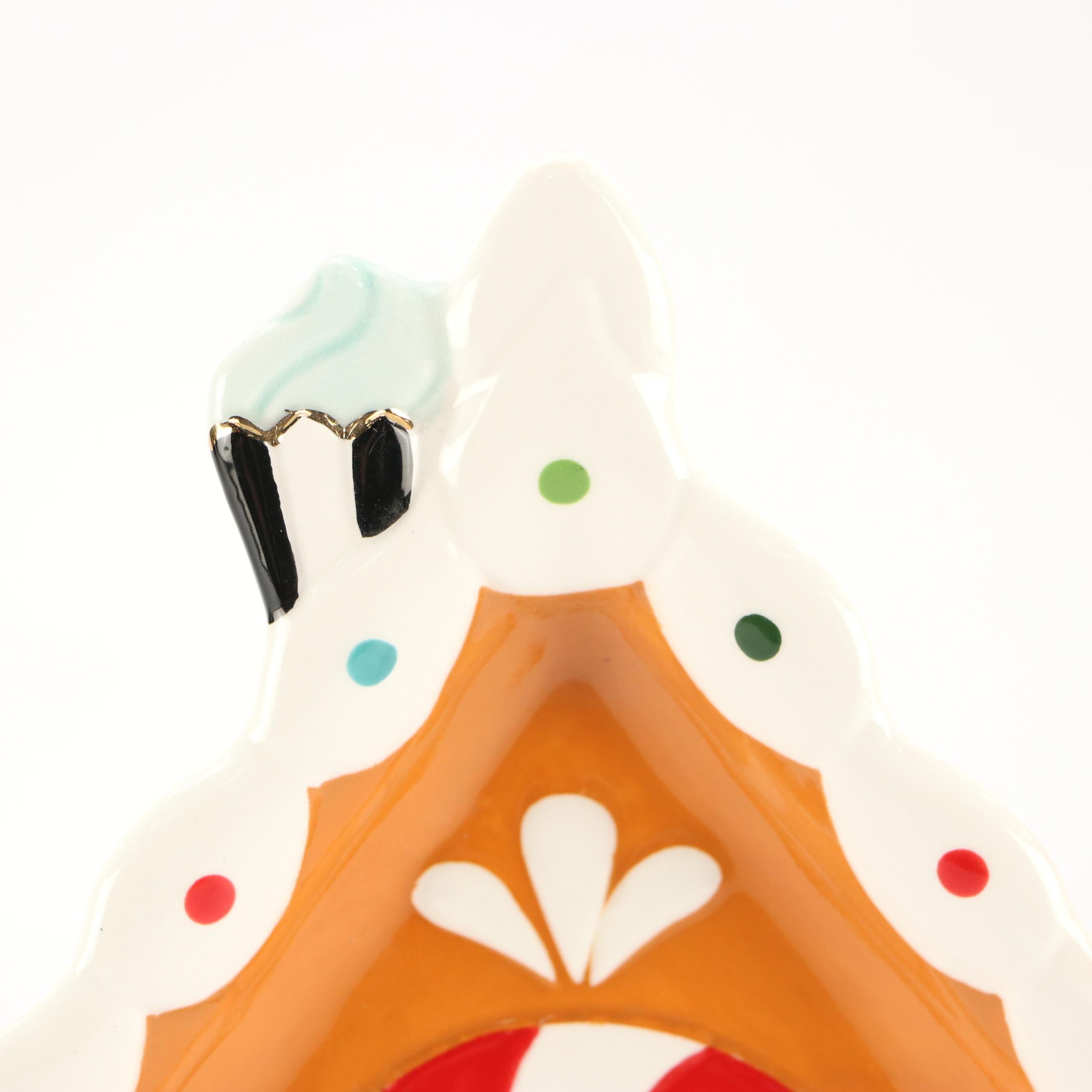 MacKenzie-Childs Bake Shop Gingerbread House Cookie Plate and Teaspoon Set