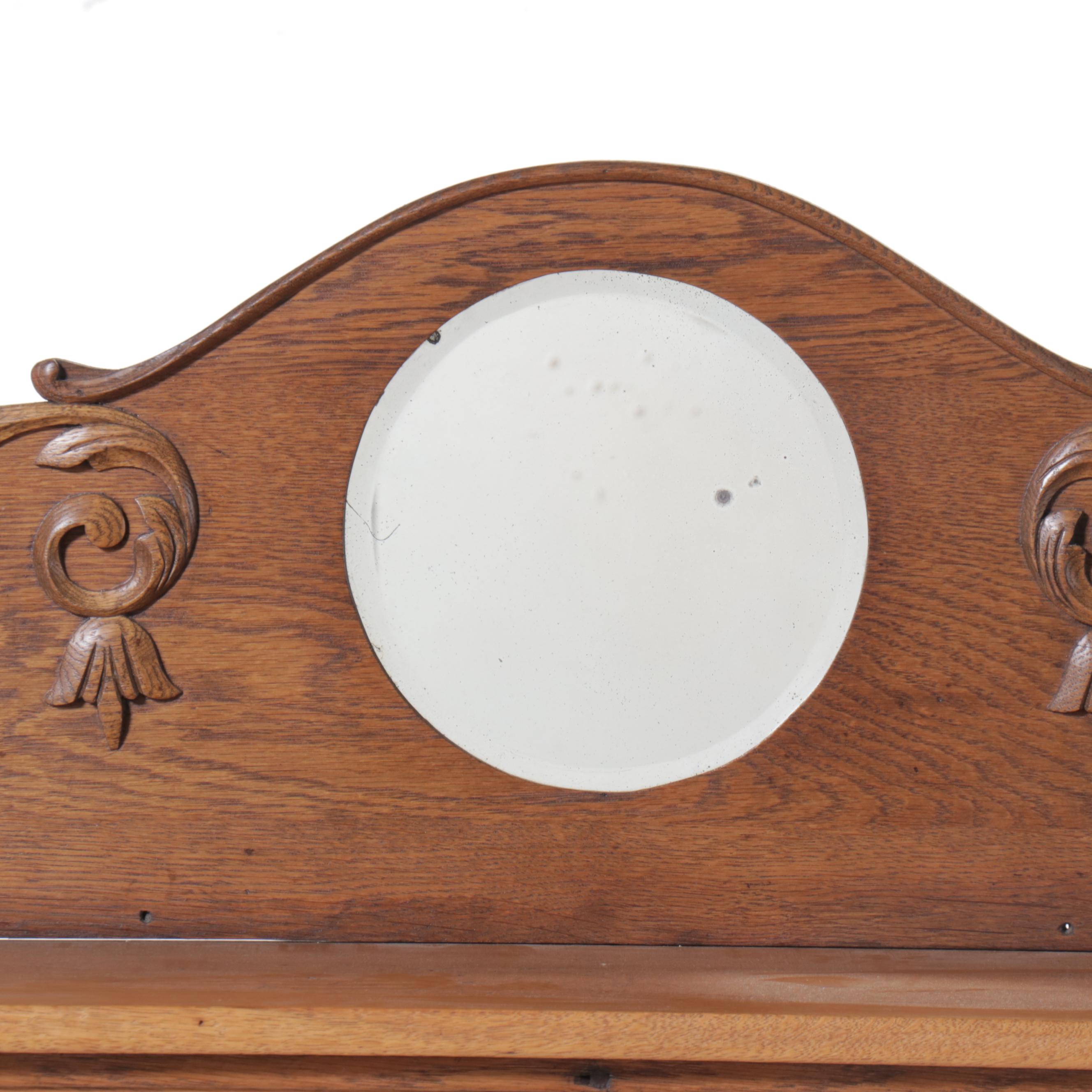 Late Victorian Oak Glass Front Cabinet, Late 19th/Early 20th Century