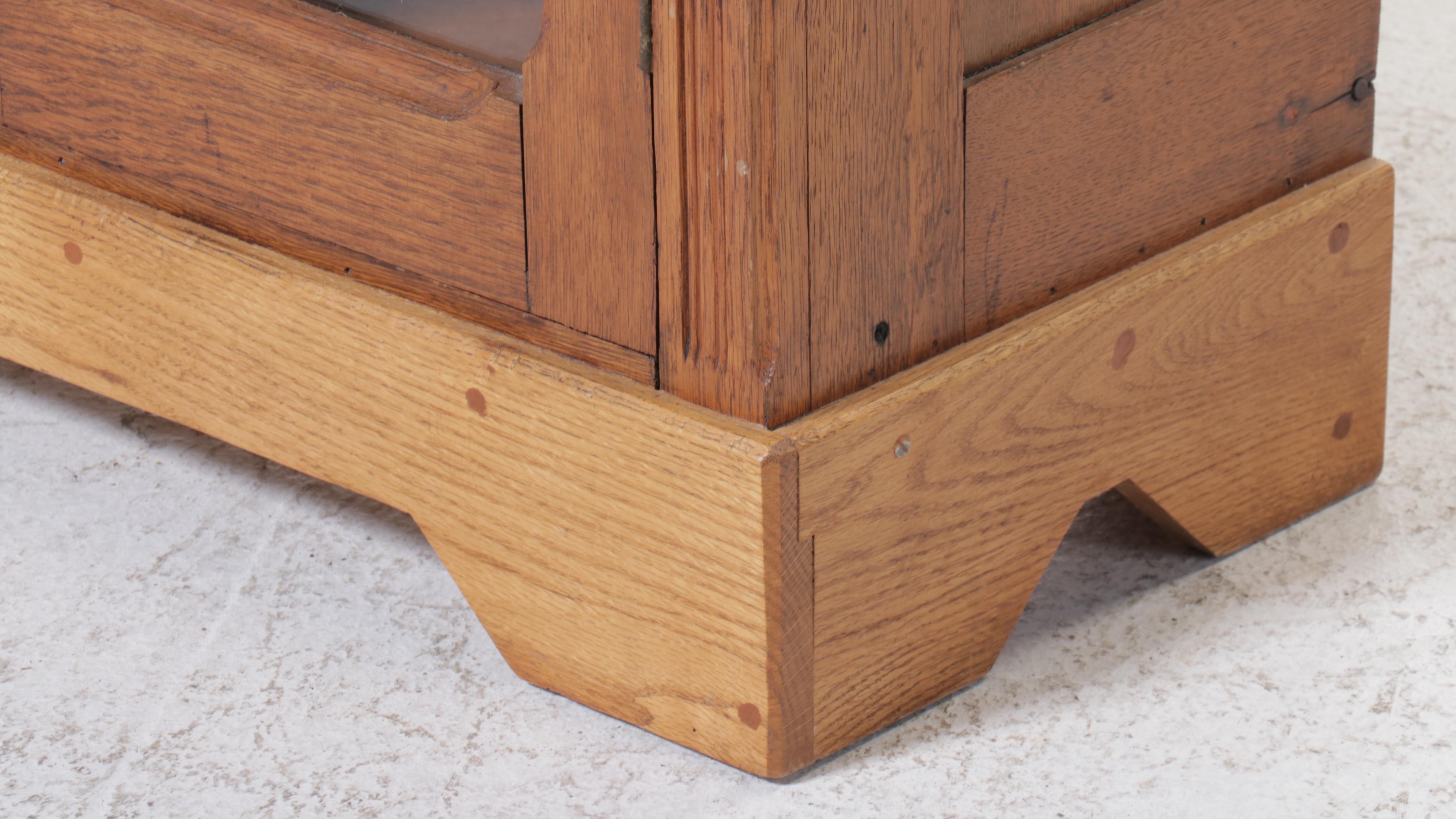 Late Victorian Oak Glass Front Cabinet, Late 19th/Early 20th Century
