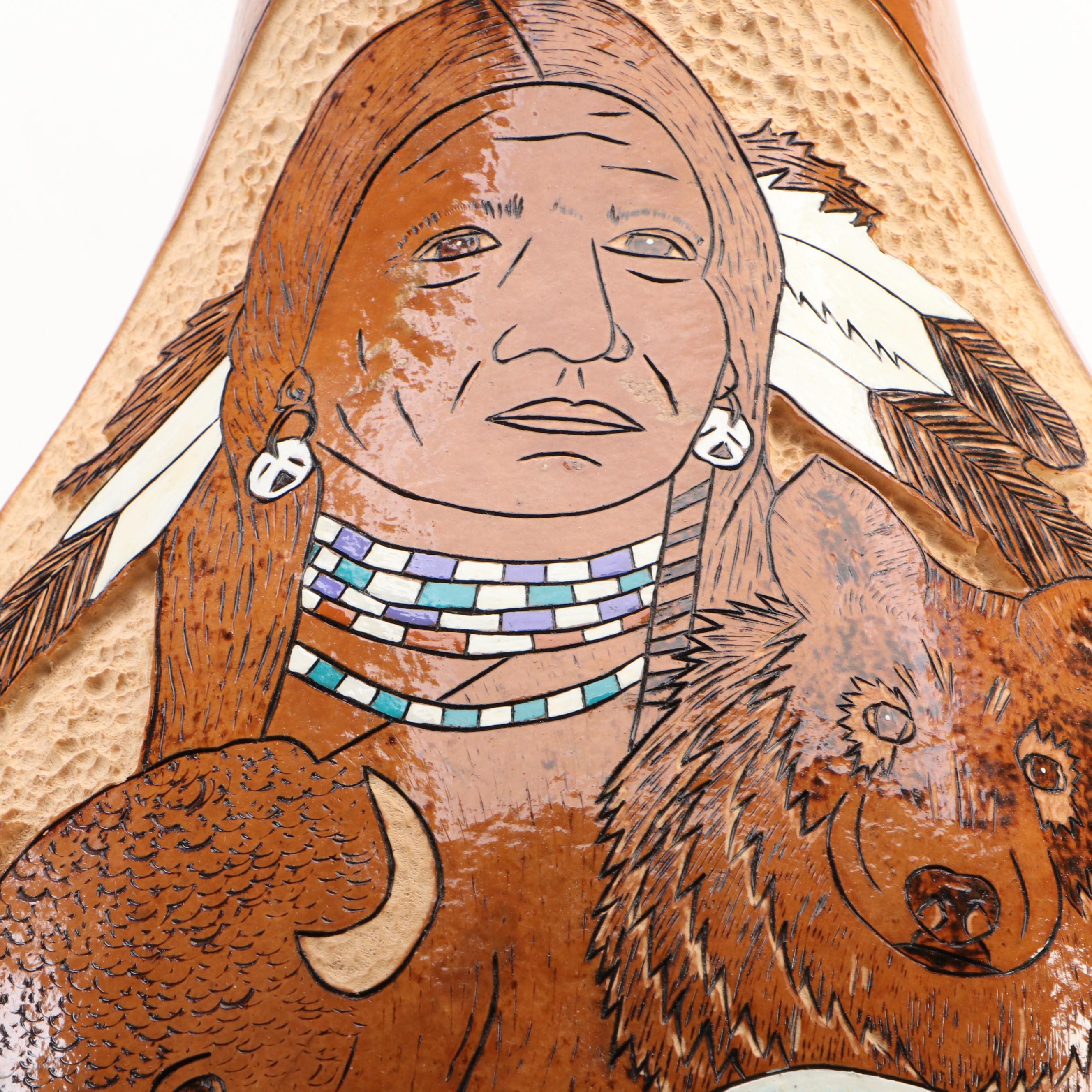 Sandra J. Price Hand-Carved and Painted Gourd