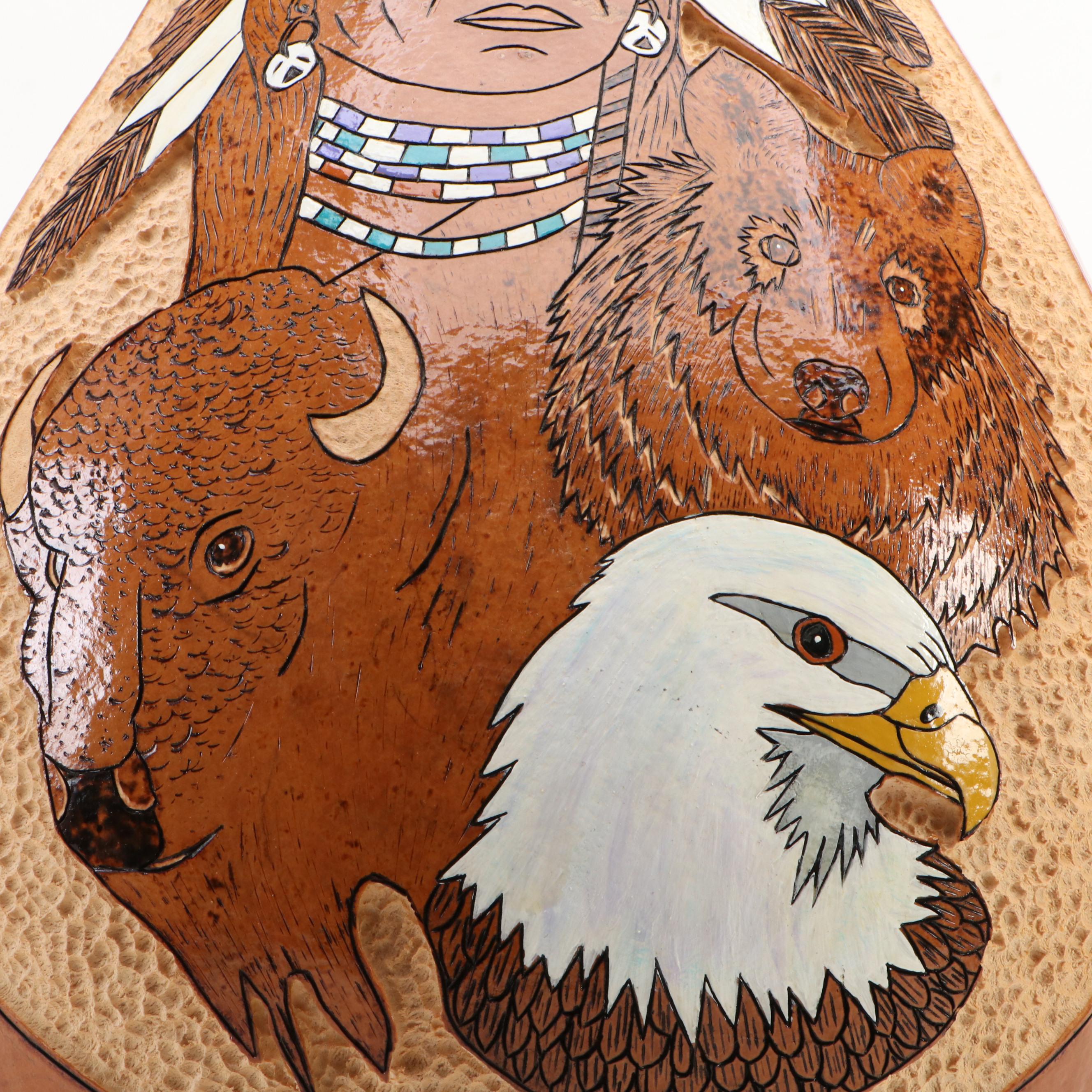 Sandra J. Price Hand-Carved and Painted Gourd