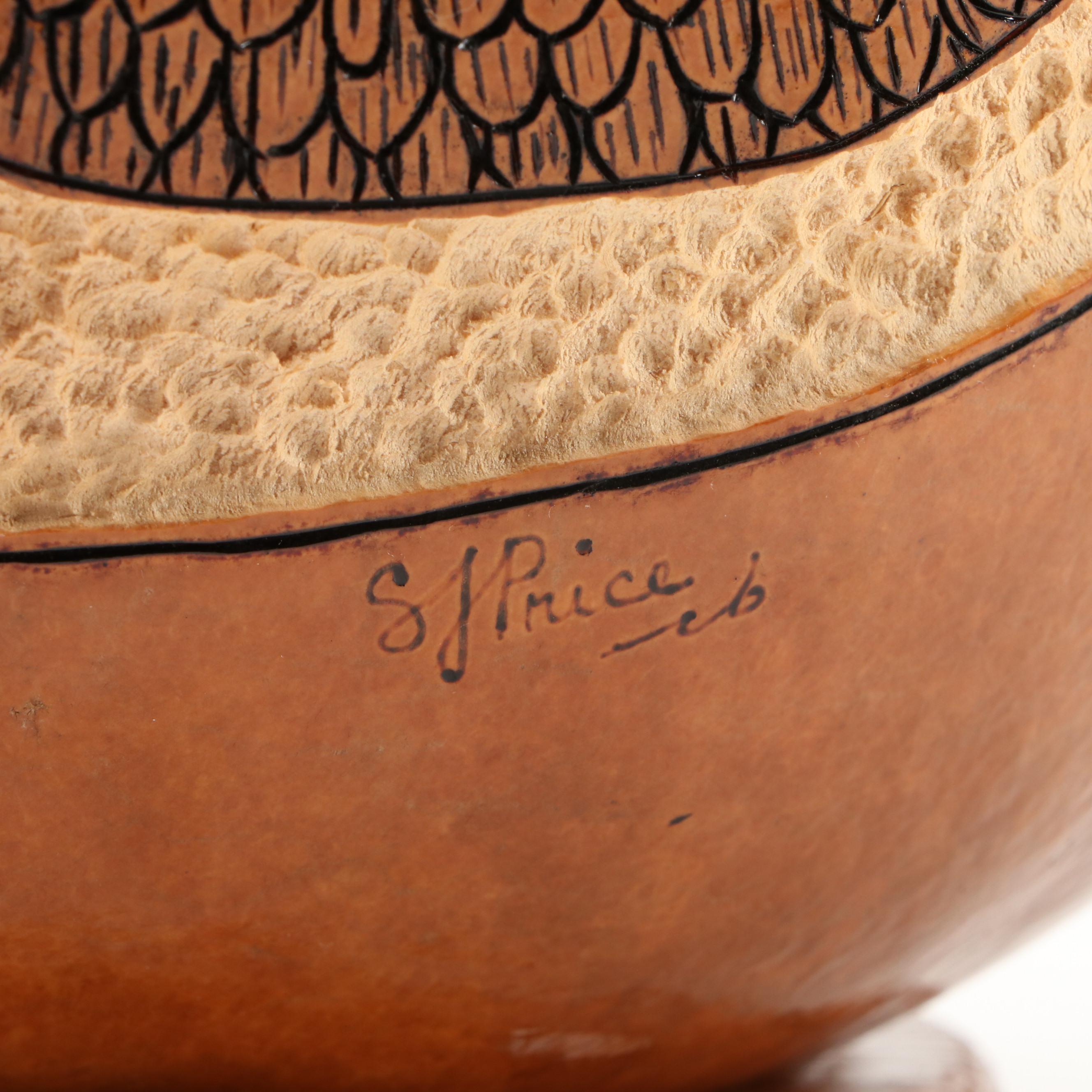 Sandra J. Price Hand-Carved and Painted Gourd