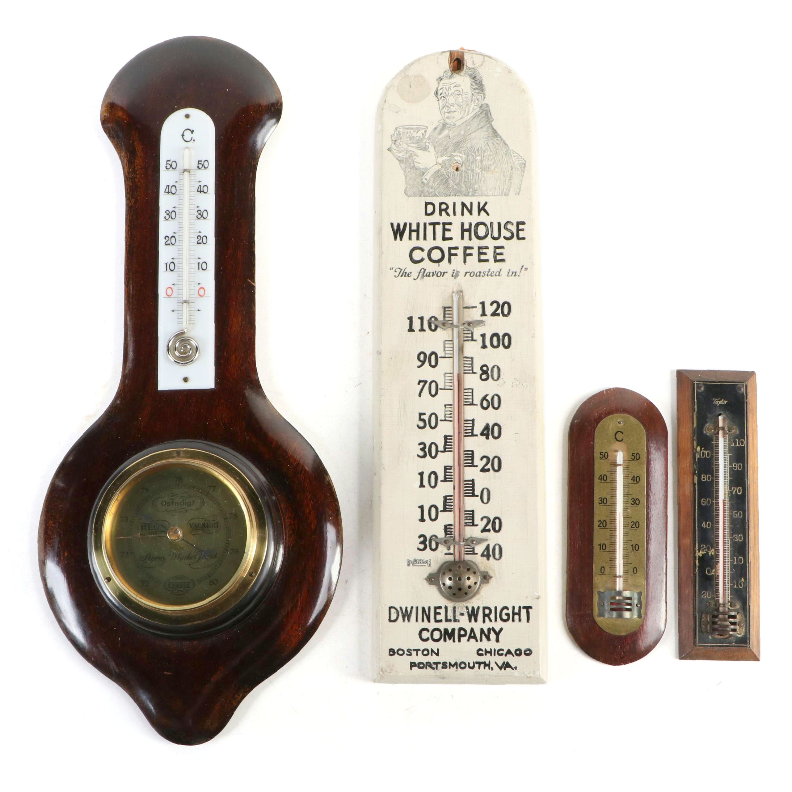 Dwinell-Wright Co Thermometer with Barometer and Other Wall Thermometers