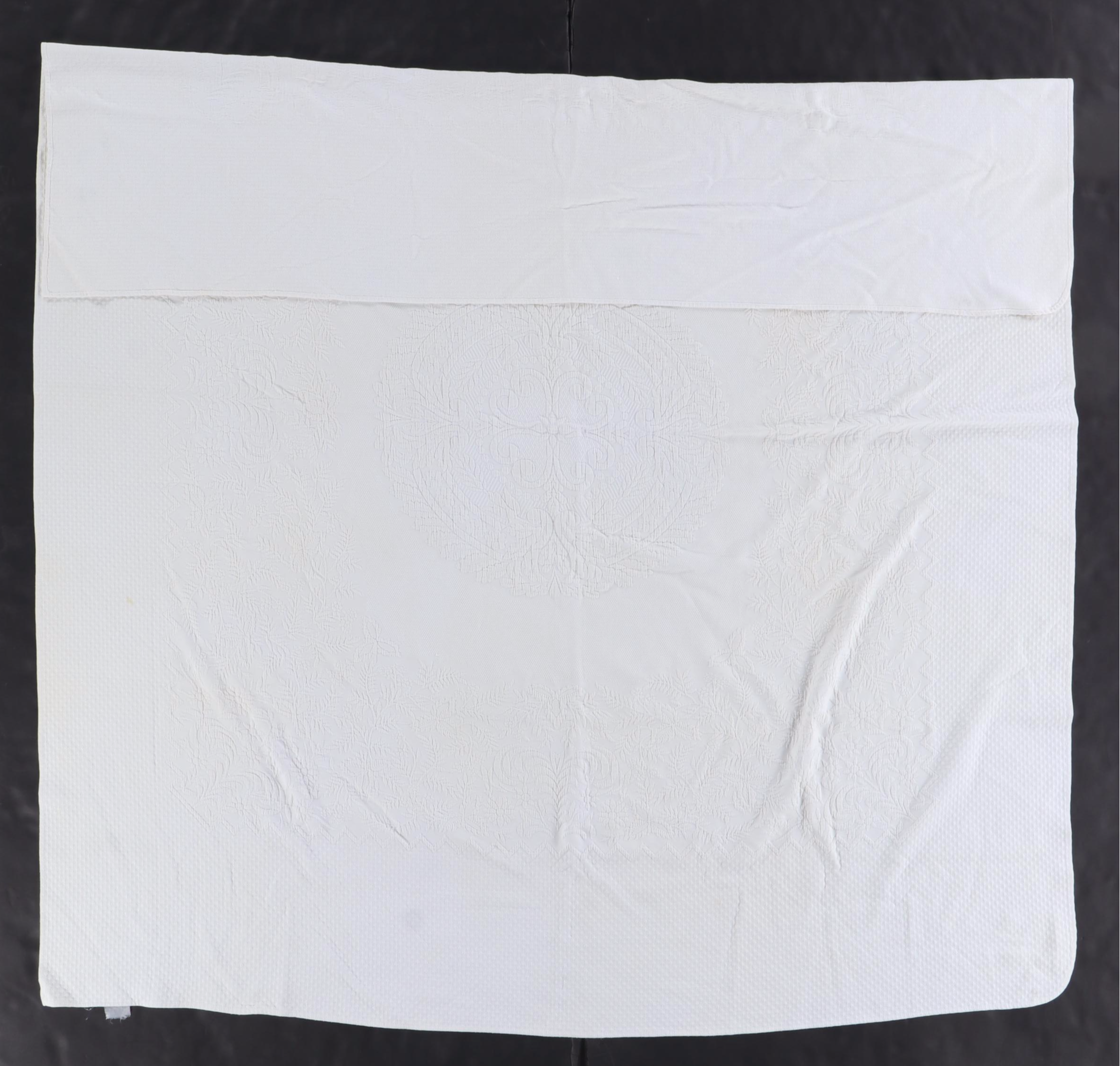 Handmade Blue and White Geometric Pieced Quilt with Cotton Blanket